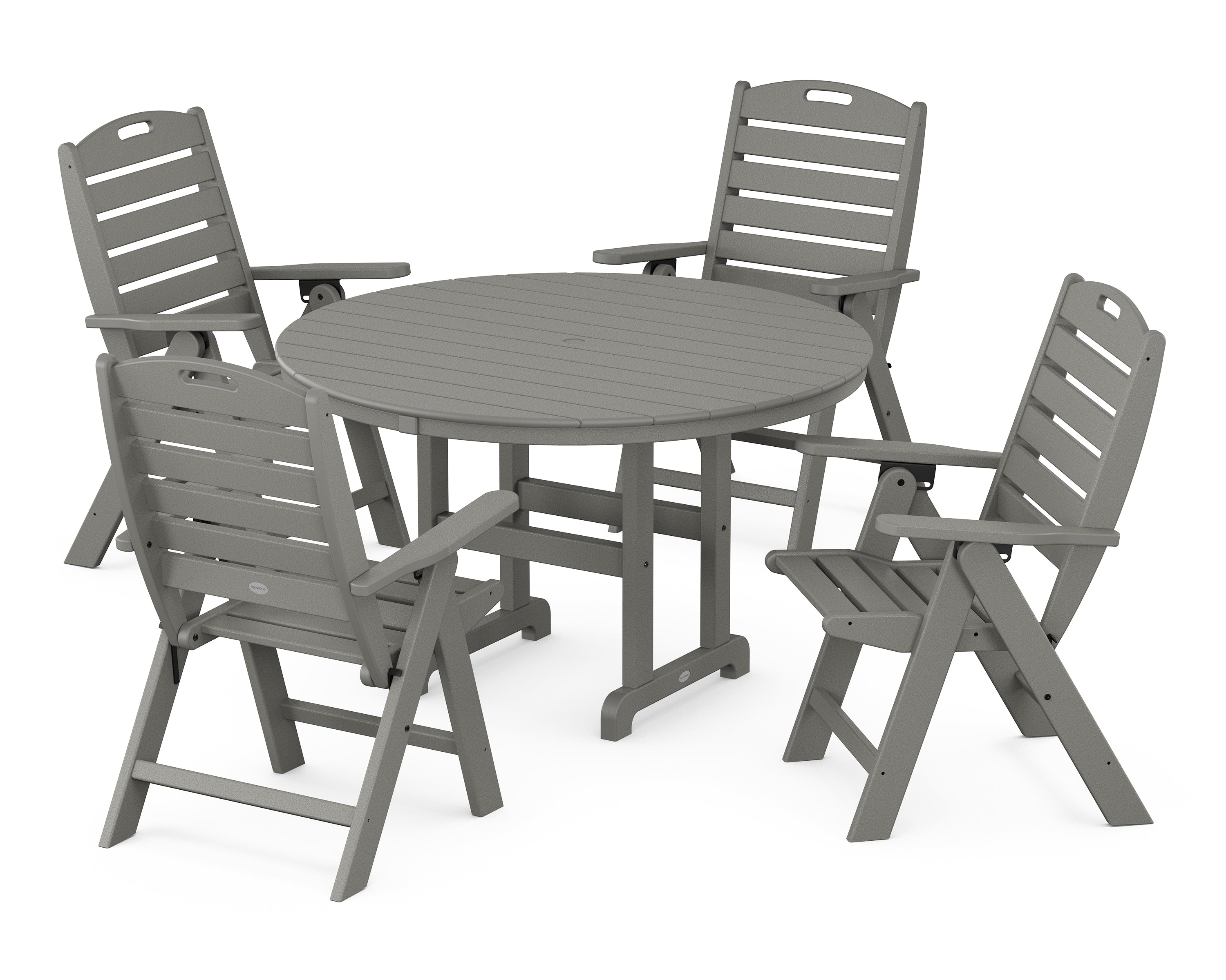 POLYWOOD Nautical 5-Piece Round Farmhouse Dining Set - Outdoor Patio Furniture for Backyard, Poolside & Beach House Dining