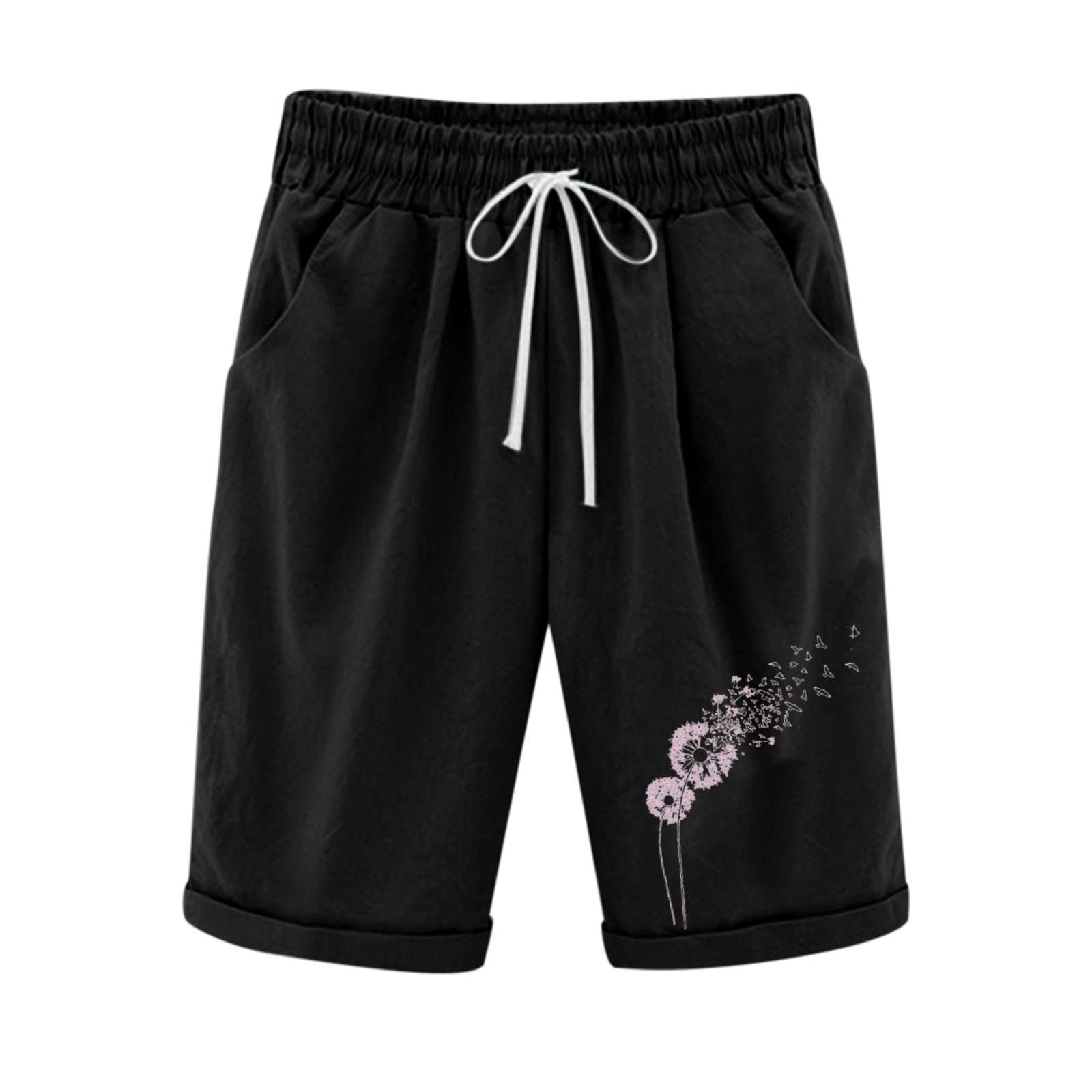 Women's High Waisted Linen Shorts with Pockets - Casual & Work Wear