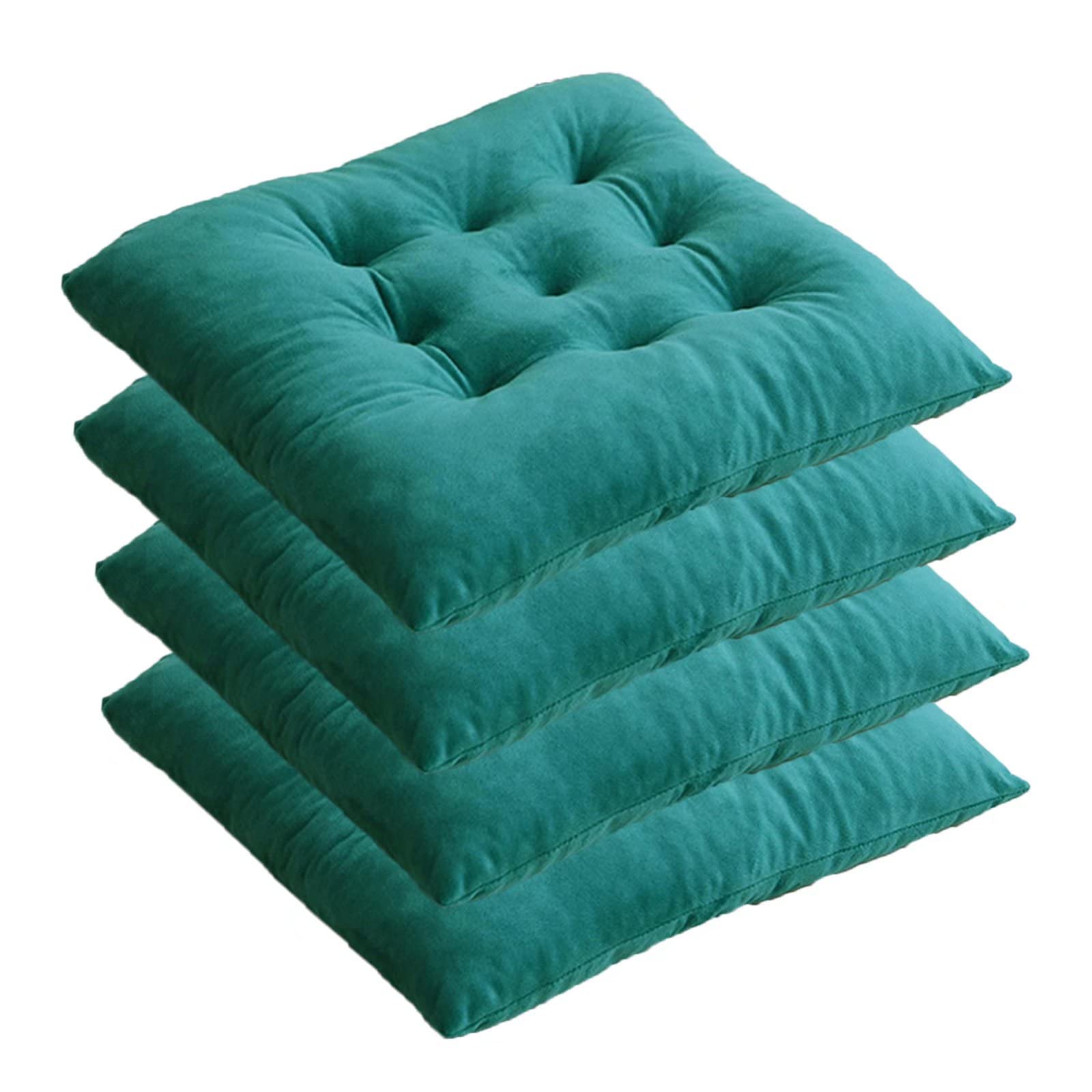 4-Pack Non-Slip Memory Foam Dining Chair Cushions with Ties - Double-Sided Green Seat Cushions for Indoor & Outdoor Kitchen Chairs - Perfect for Dining Rooms, Patios, and Backyard Gatherings