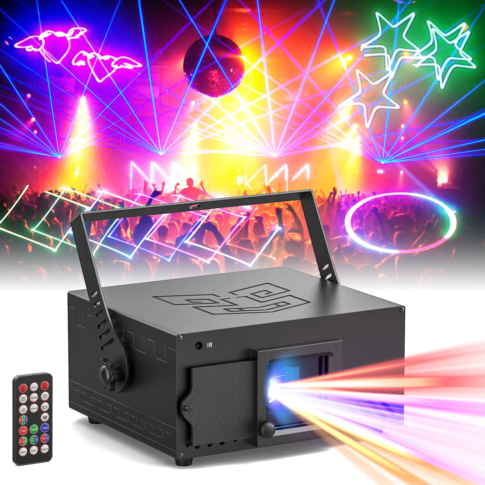 U`King RGB Stage Lighting with DMX512 & Sound Activation - 3D Laser Beam Animation Lights for Nightclub, Wedding, Live Shows, Church & Events | Perfect for DJ Parties, Concerts, and Home Disco