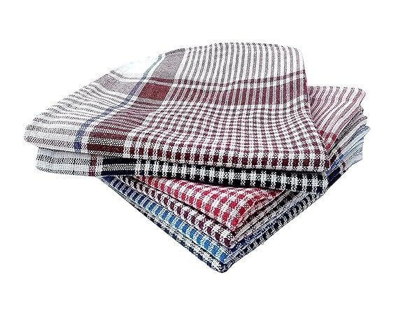 VASH GIRLYZ 100% Cotton Checkered Kitchen Towel Set - Multipurpose Kitchen Napkins, Cleaning Cloths, Dusters & Mini Towels (120 GSM, Pack of 4, Multicolor) - Perfect for Cooking, Baking, Dish Drying & Home Cleaning