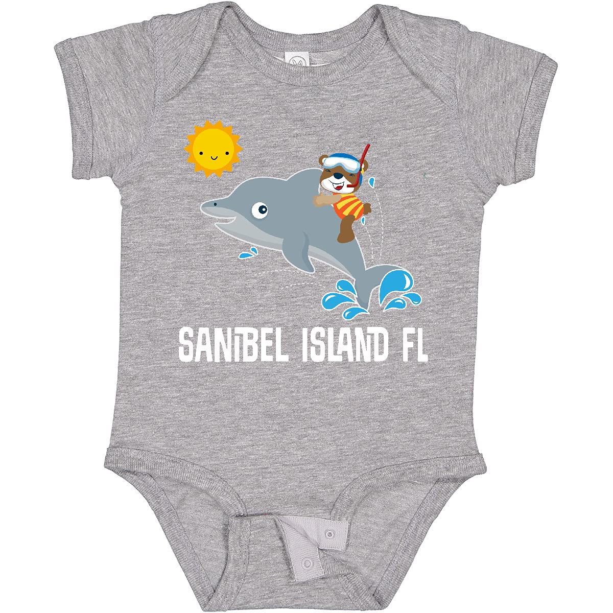 Inktastic Sanibel Island Florida Dolphin Baby Bodysuit - Cute Soft Cotton Infant Onesie for Boys & Girls - Perfect for Beach Vacations, Family Outings & Photo Shoots