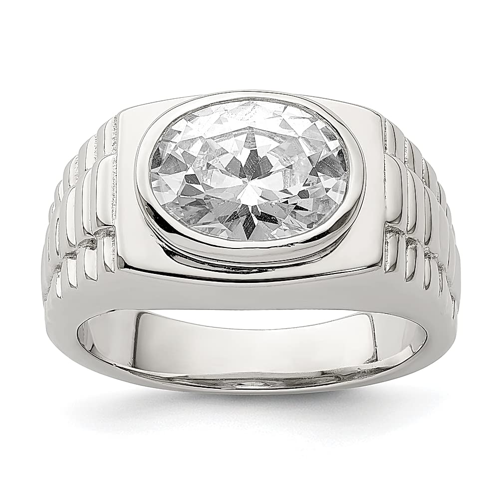 925 Sterling Silver Men's Cubic Zirconia CZ Ring - Elegant Fine Jewelry for Men, Gifts for Him, Dad, Husband - Perfect for Weddings, Anniversaries & Special Occasions