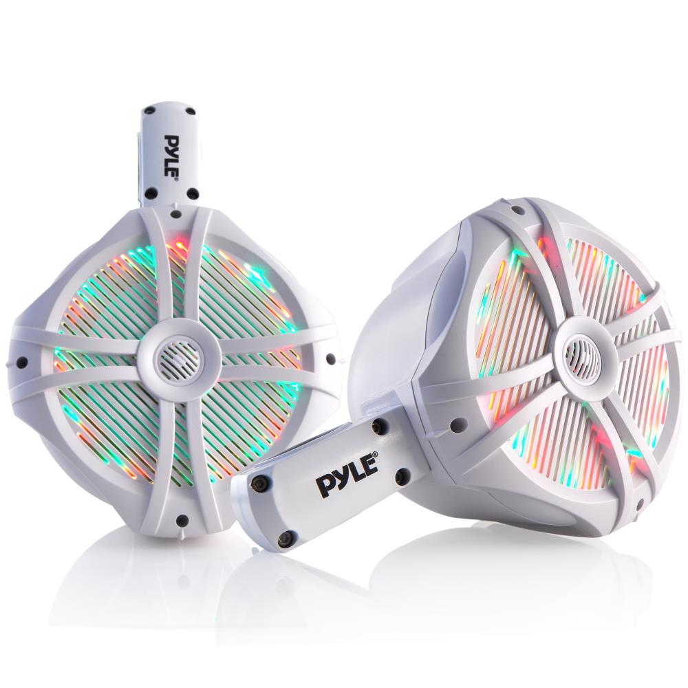 6.5 Inch Dual Marine Wakeboard Speakers with LED Lights - Waterproof Bluetooth Boat Audio System for Wakeboarding, Boating, and Outdoor Water Sports