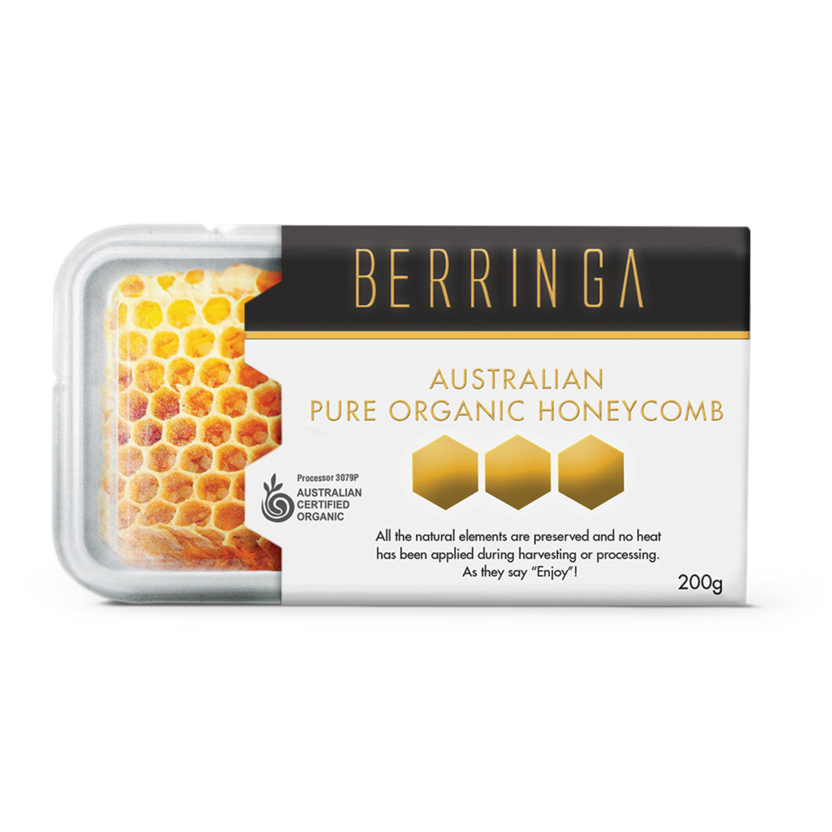 Berringa Australian Pure Organic Honeycomb 200g - Raw Unprocessed Honey in Comb - Perfect for Tea, Toast & Cheese Pairing