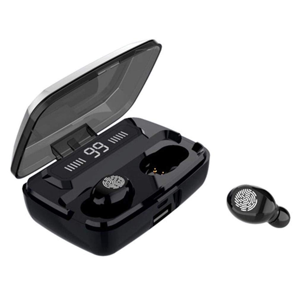 Ciciglow True Wireless Earbuds Bluetooth 5.0 Headphones with Smart LED Display, IPX7 Waterproof, Deep Bass, Built-in Mic, Portable Charging Case - Ideal for Running, Gym Workouts & Outdoor Sports (Black)