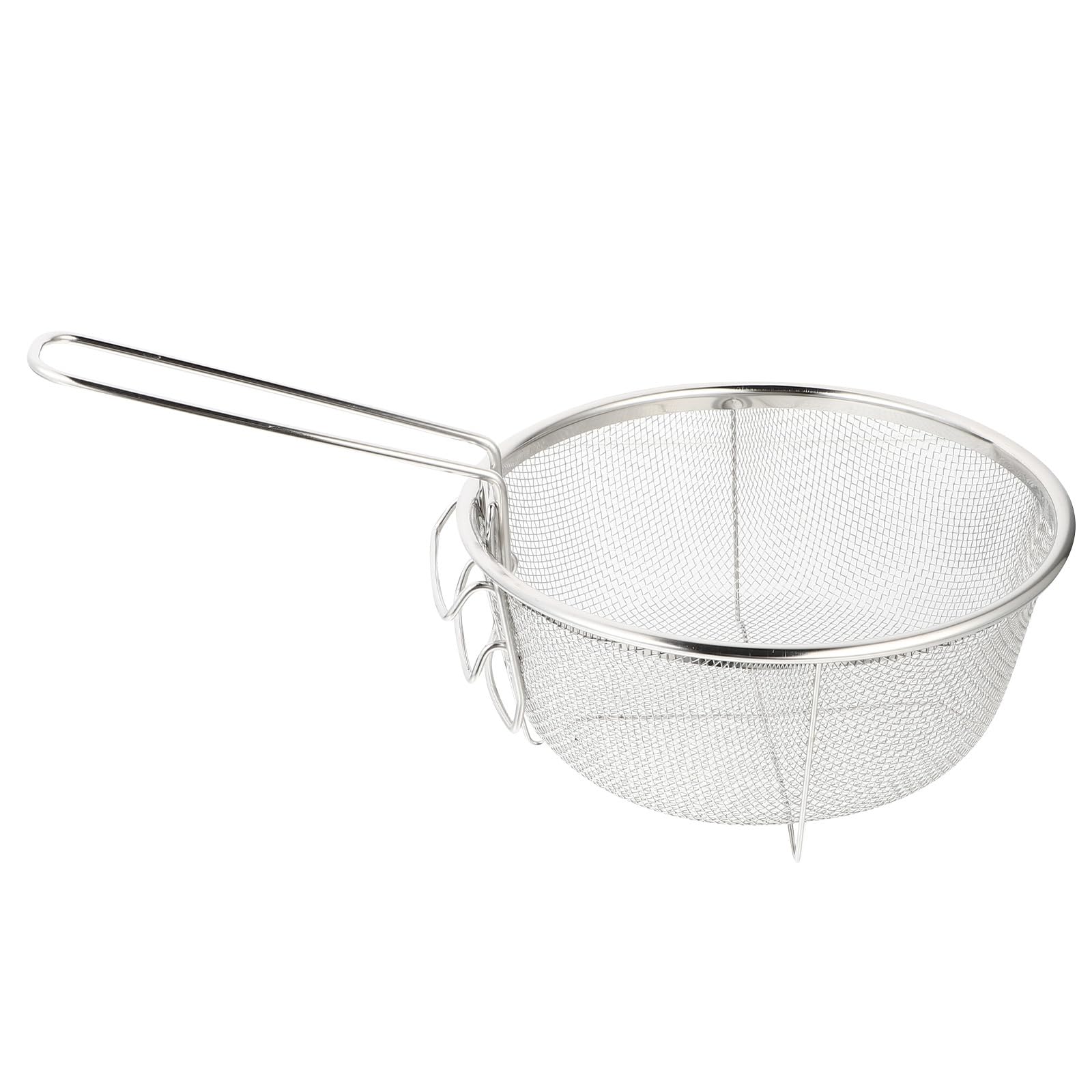 Stainless Steel Round Wire Fry Basket - Heavy Duty Mesh Skimmer Strainer for French Fries, Chicken, and More | Perfect for Deep Frying, Dish Draining & Kitchen Use