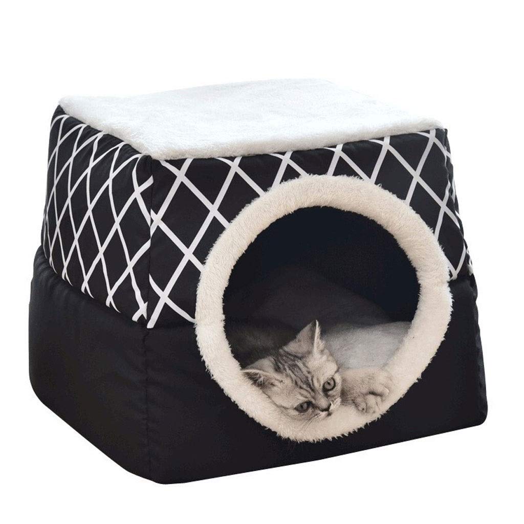 TOMYEUS 4-Season Enclosed Cat House & Dog Bed - Soft Pet Kennel for Small to Large Pets, Space Capsule Design with Mat & Toy - Ideal for Cats, Small Dogs, Teddy Breeds (Small Size) - Perfect for Indoor Comfort, Cozy Napping & Private Pet Space