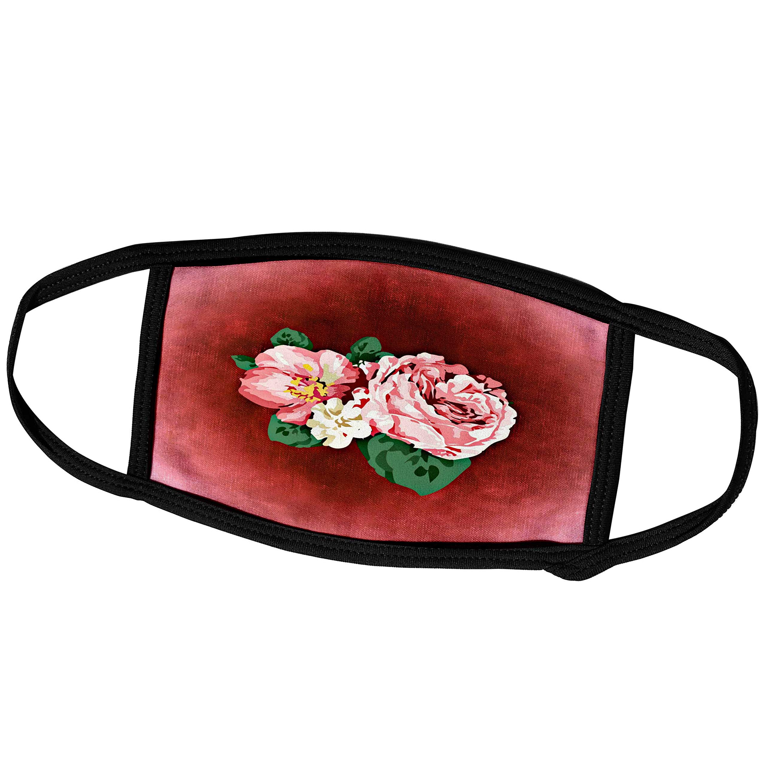 3D Rose Love Sketch Face Masks - Red Roses Design for Daily Wear