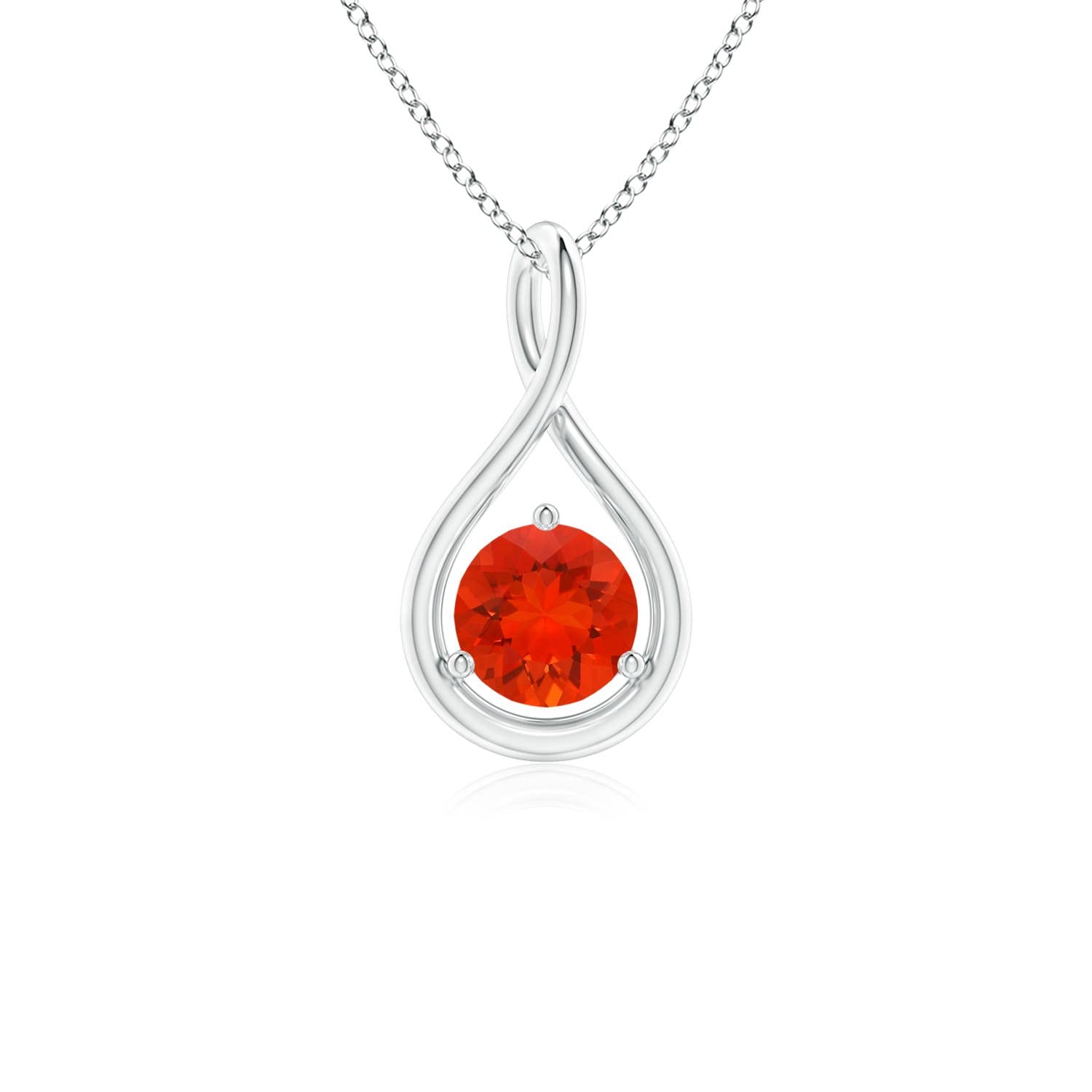 Angara Natural Fire Opal Infinity Pendant Necklace for Women - 14K Solid Gold/Platinum/Sterling Silver | October Birthstone Jewelry | Elegant Gift for Her | Birthday, Anniversary & Wedding Present | Perfect for Everyday Wear, Date Nights & Special Occasions