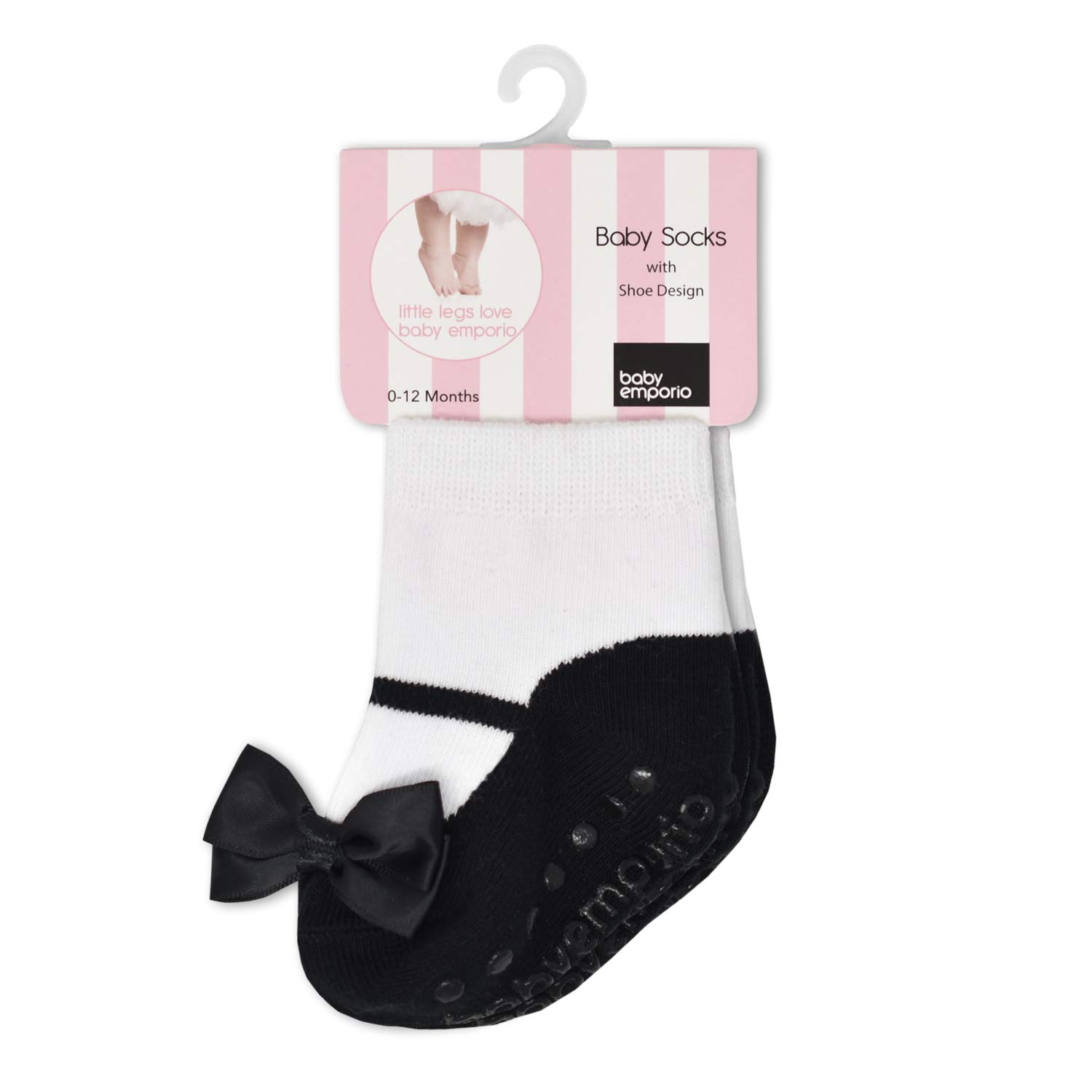 Baby Girls Mary Jane Socks with Non-Slip Soles - 1/2 Pairs for Play & School