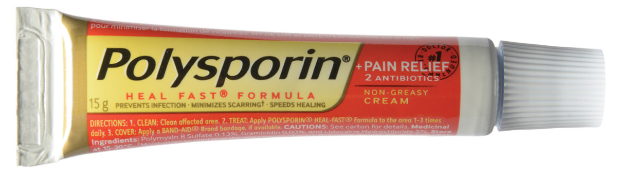 Polysporin Plus Pain Relief Antibiotic Cream 15g - First Aid Ointment for Cuts, Burns & Minor Wounds - Fast Healing & Pain Relief