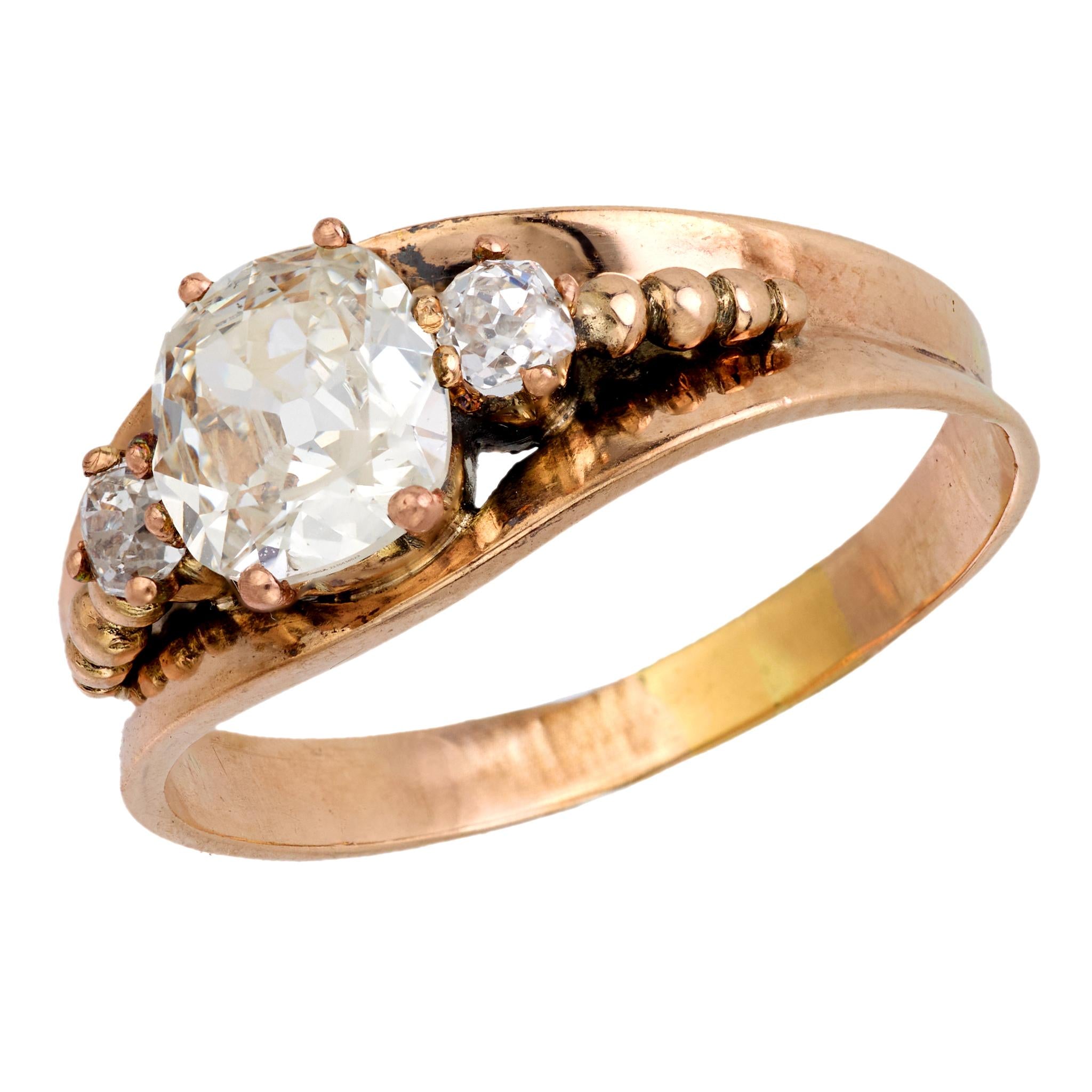 Victorian Style 1.00 Carat GIA Certified Old Mine Cut Diamond Engagement Ring in 10K Rose Gold - Perfect for Vintage Weddings & Anniversary Gifts