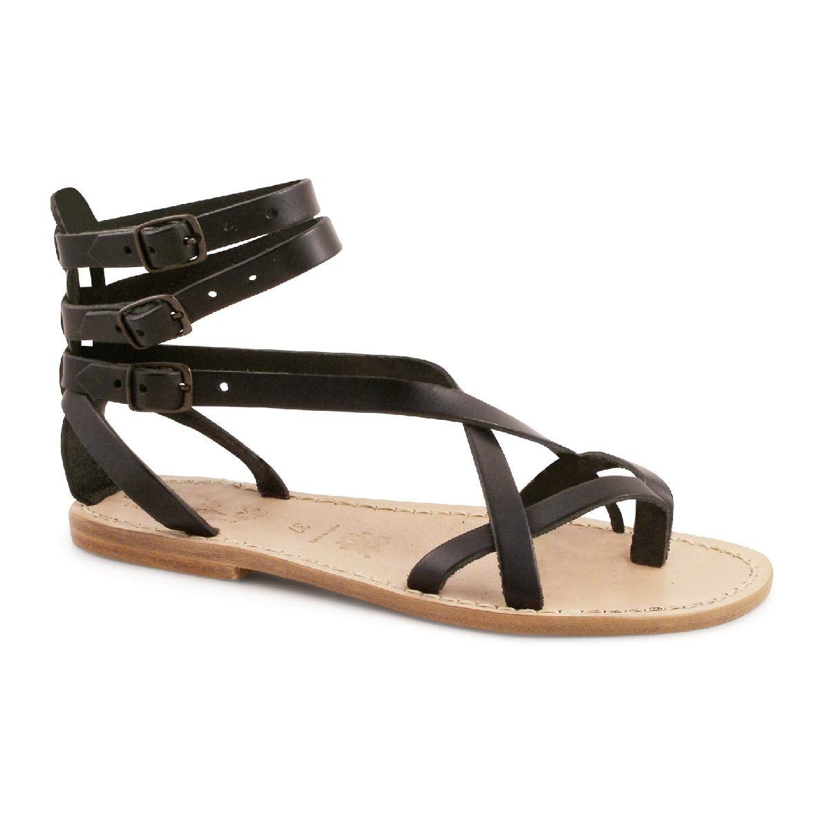 Handmade Black Leather Gladiator Sandals for Women - Comfortable & Stylish Roman Style Sandals for Summer, Beach, and Casual Outings