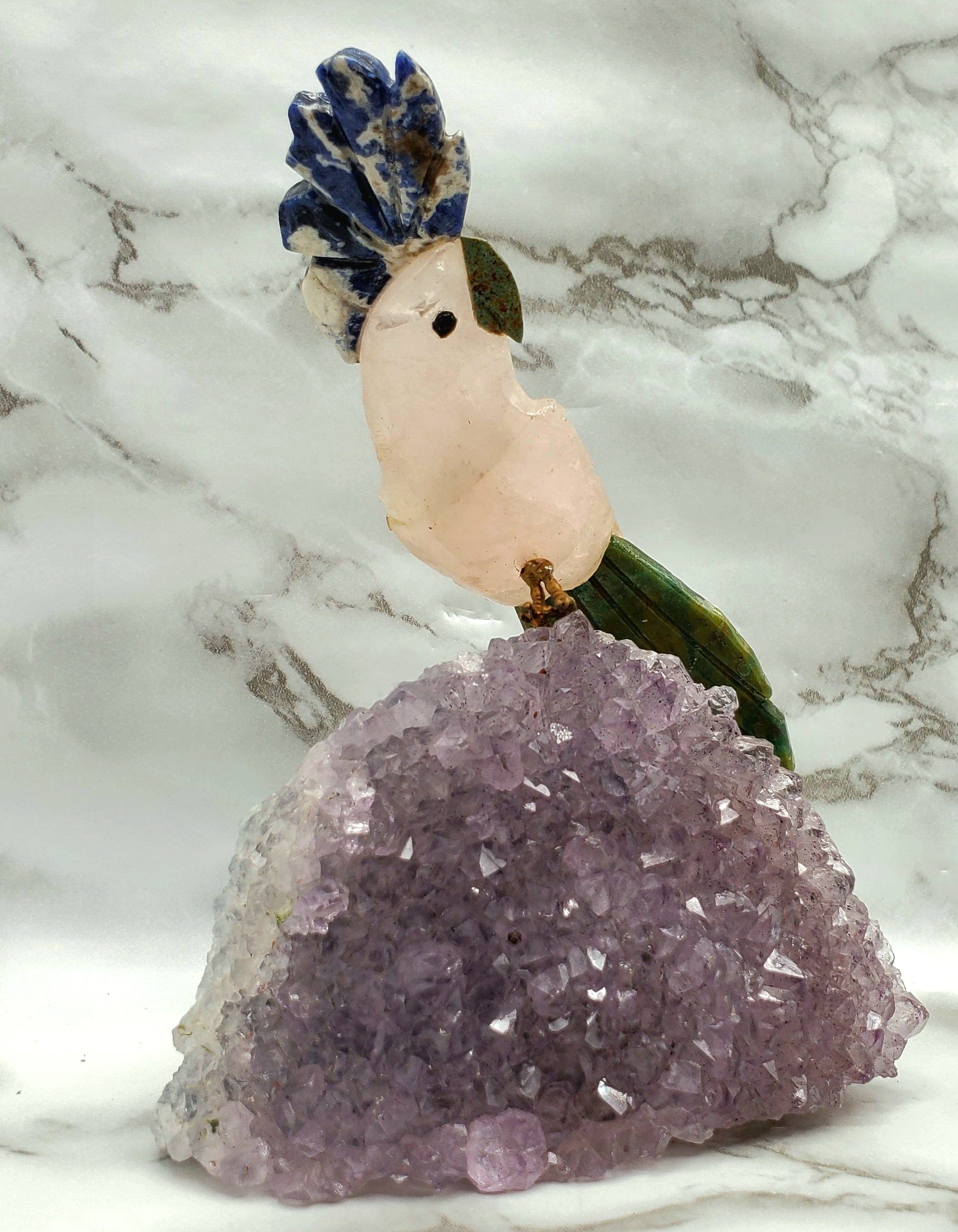 Handcrafted Amethyst Bird Animal Carving - Unique Crystal Home Decor for Feng Shui, Meditation & Spiritual Healing