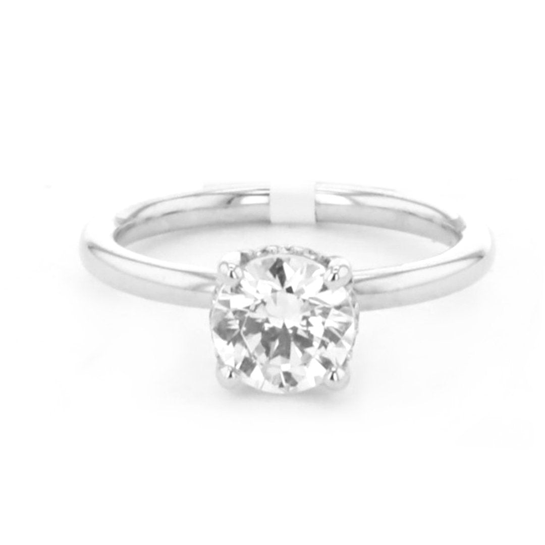0.08 Carat Diamond Hidden Halo Engagement Ring for Women - 14K White Gold Wedding Band, Elegant Promise Ring for Proposals, Anniversaries & Special Occasions