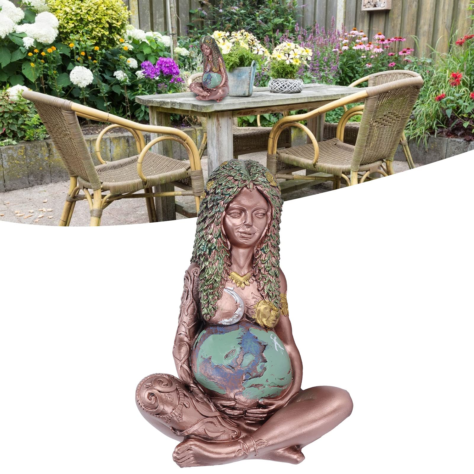 Mother Earth Statue - Handcrafted Resin Garden Goddess Figurine for Outdoor Decor, Yard Art & Zen Garden Sculpture | Perfect for Patio, Backyard & Meditation Spaces