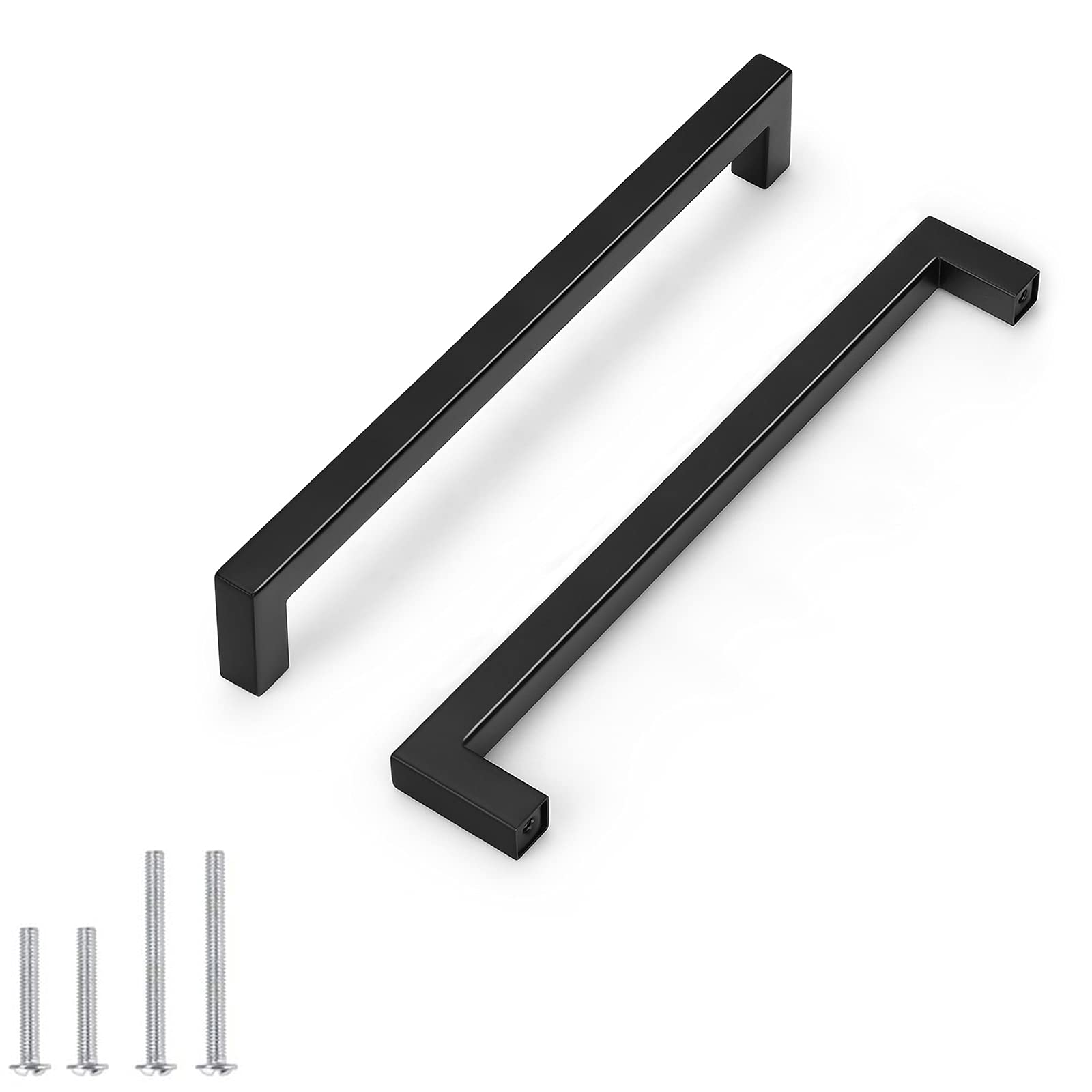 Probrico 30 Pack 8.8 Inch (224mm) Black Stainless Steel Square Corner Cabinet Handles - Kitchen, Bathroom & Bedroom Drawer Pulls for Furniture & Cabinetry