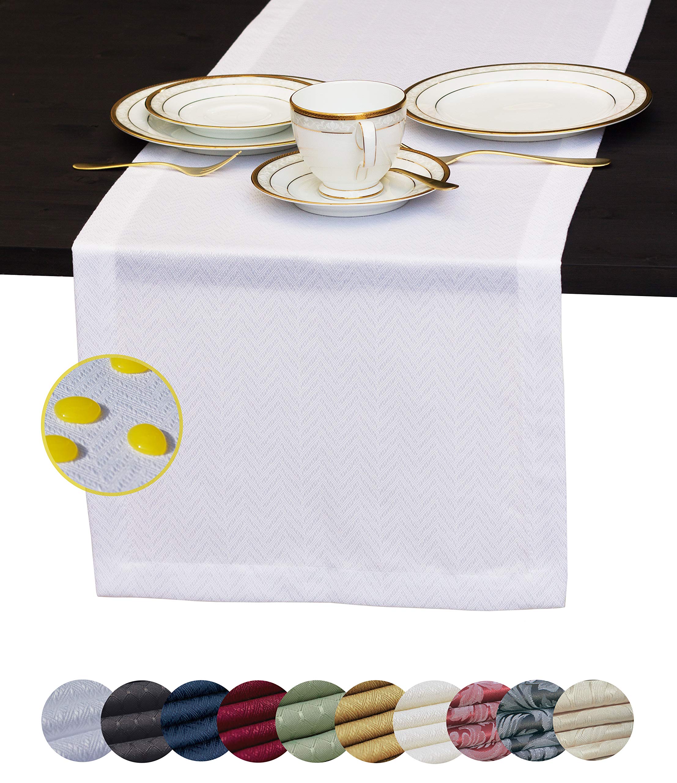 36 Inch White Waterproof Table Runner - Elegant Dining & Coffee Table Scarf for Weddings, Parties, Events | Perfect for Thanksgiving, Halloween, Christmas Decor | Indoor & Outdoor Use