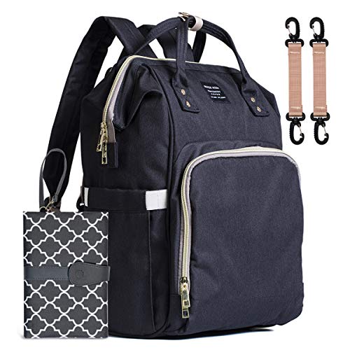 Waterproof Diaper Bag Backpack with USB Charging Port & Stroller Straps - Multi-Functional Baby Changing Bag for Travel, Outings & Daily Use (Blue)