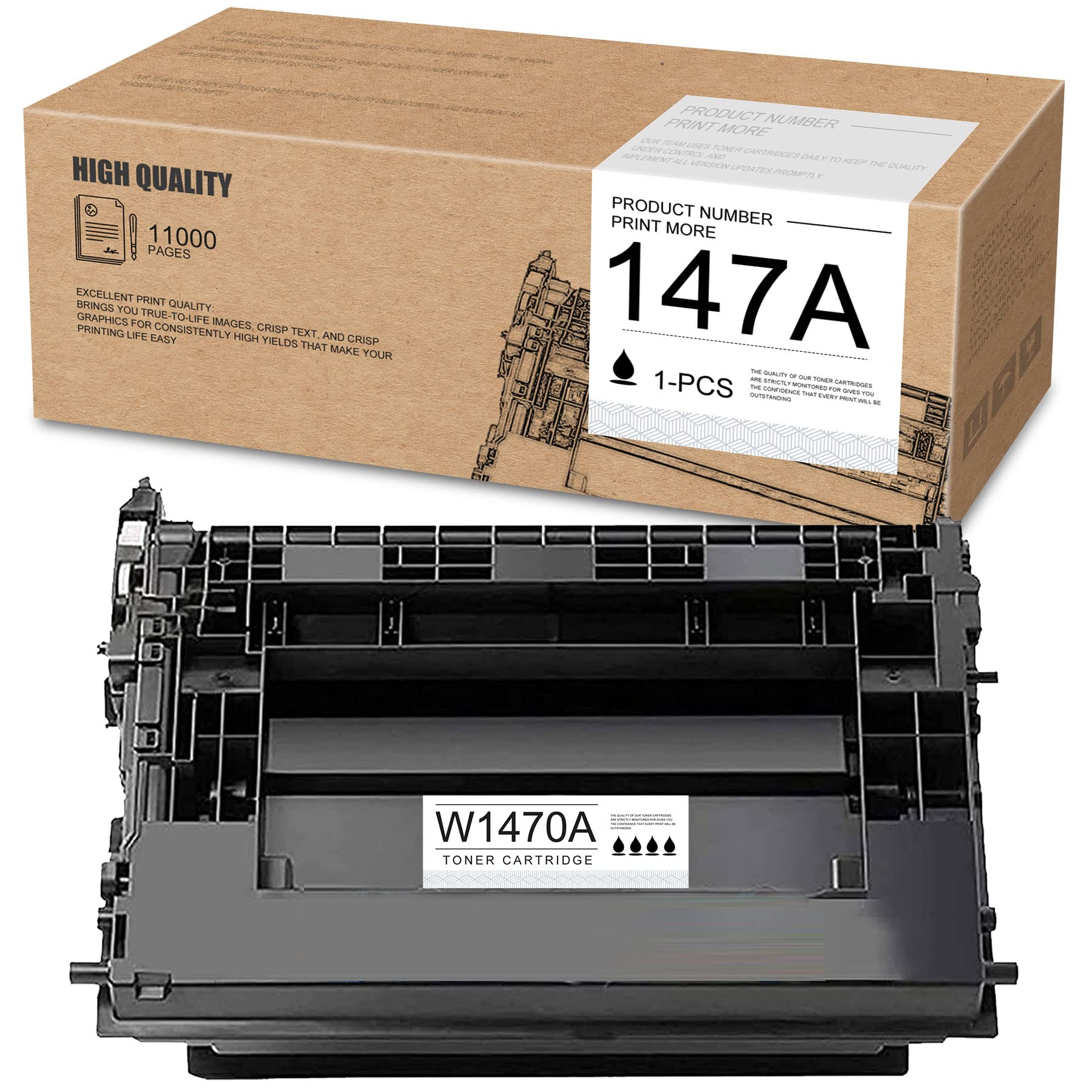 ISHIEY 147A W1470A 1-Pack Black High Yield Compatible Toner Cartridge for HP Enterprise M610 M610dn M611 M611dn M611x M612 M612dn M612x Flow MFP M634h M634z MFP 635h Printers - Office & Home Printing Solution