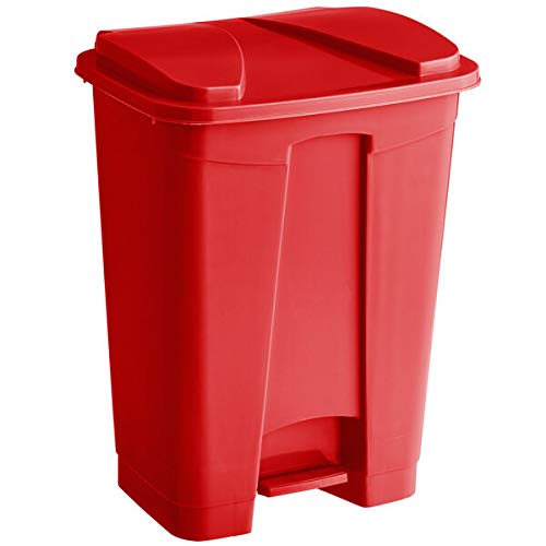 5-Pack 16 Qt (4 Gallon / 13 Liter) Red Rectangular Step-On Trash Cans - Kitchen, Office & Recycling Waste Baskets with Touch-Free Lid - Perfect for Home, Restaurant & Workplace Use