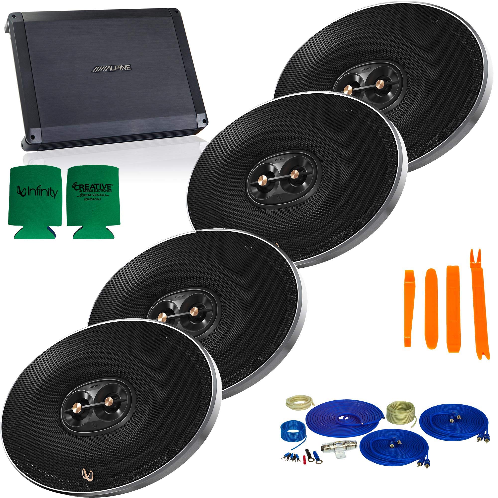 Infinity Primus PR9613IS 6x9 3-Way Speakers with Alpine BBX-F1200 280W 4-Ch Amp & Wiring Kit - Perfect for Car Audio Upgrades and Enhanced Sound Quality