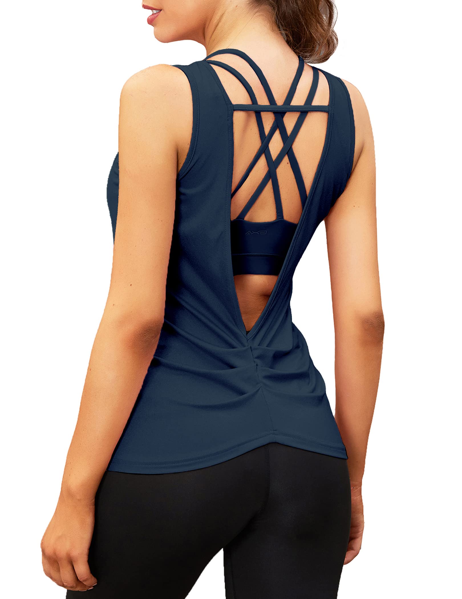 COOrun Women's Open Back Strappy Workout Tank Tops - Breathable Athletic Yoga Shirts for Gym, Running & Fitness | Perfect for Yoga, HIIT & Summer Workouts