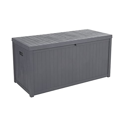 Aveland 113gal Waterproof Outdoor Storage Box - Deck, Garden, Toys, Cushions - Lockable Seat for Patio & Backyard