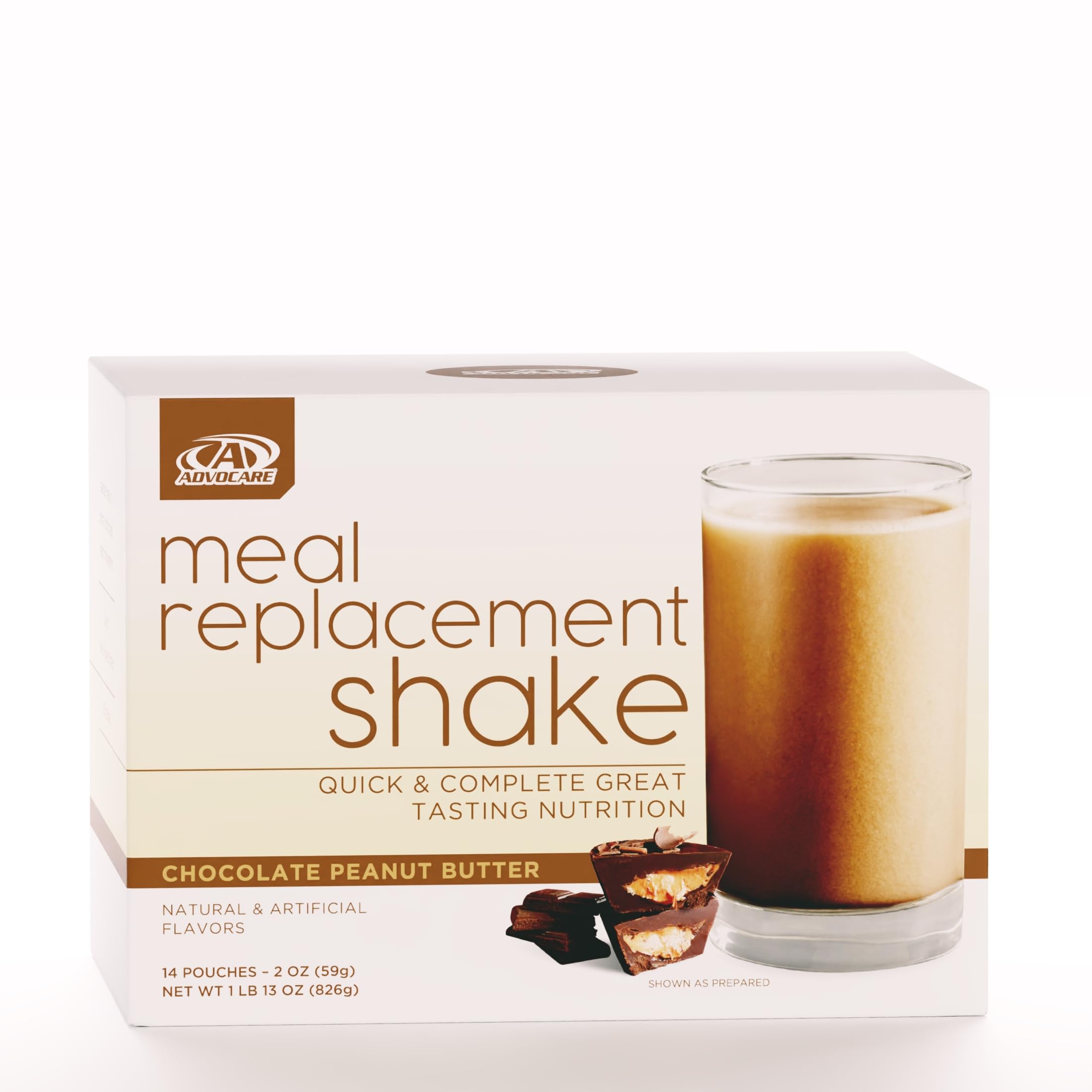 AdvoCare Meal Replacement Shake - Chocolate Peanut Butter Protein Powder with Whey Protein, Vitamins, Fiber & Biotin - 14 Single-Serve Pouches for Weight Management & On-the-Go Nutrition - Perfect for Post-Workout Recovery, Busy Mornings & Healthy Snacking