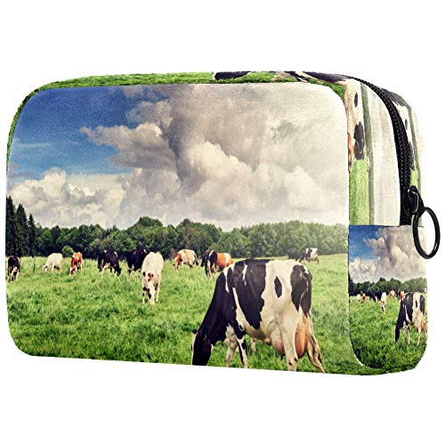 Cute Cow Print Cosmetic Bag - Travel Makeup Pouch & Toiletry Organizer for Women & Girls | Perfect for Summer Trips, Beach Vacations & Daily Essentials Storage