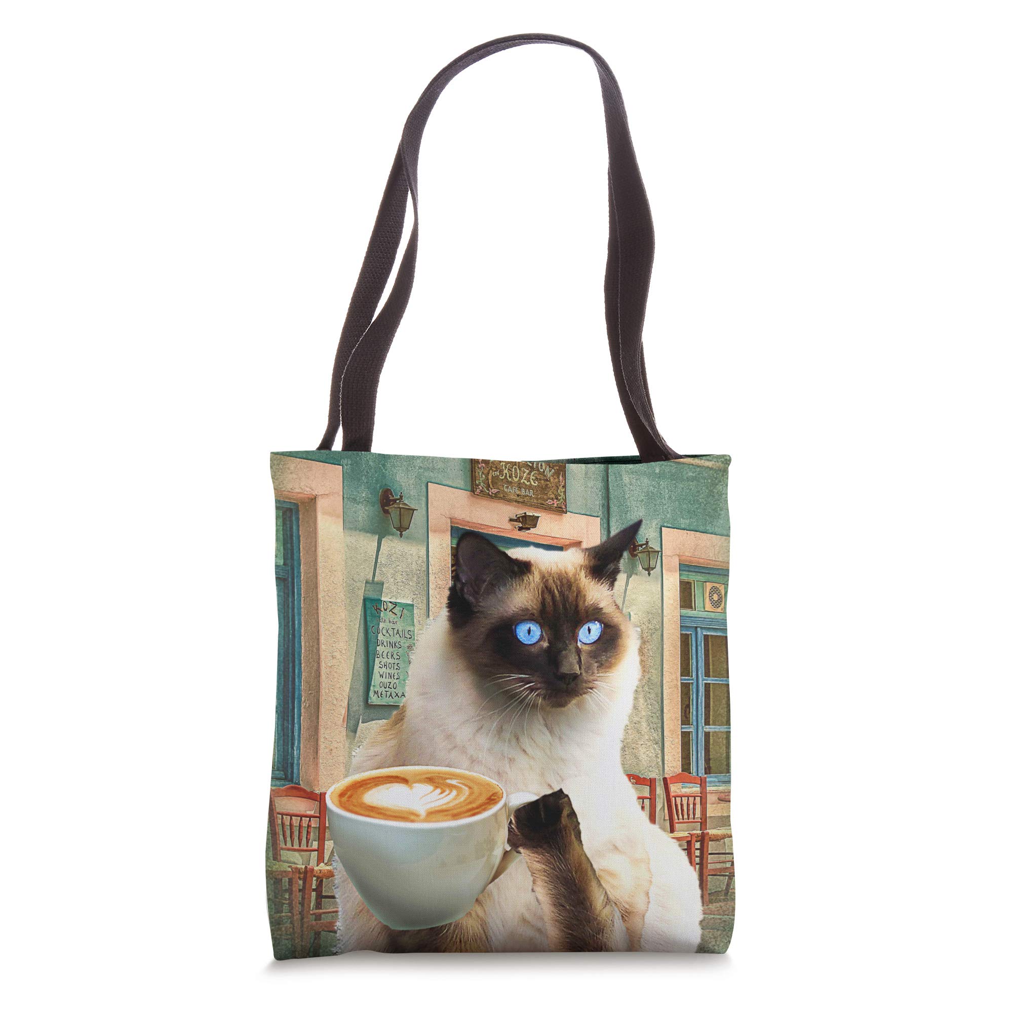 Stylish Siamese Cat with Coffee Print Tote Bag - Perfect for Grocery Shopping, Beach Trips & Daily Use