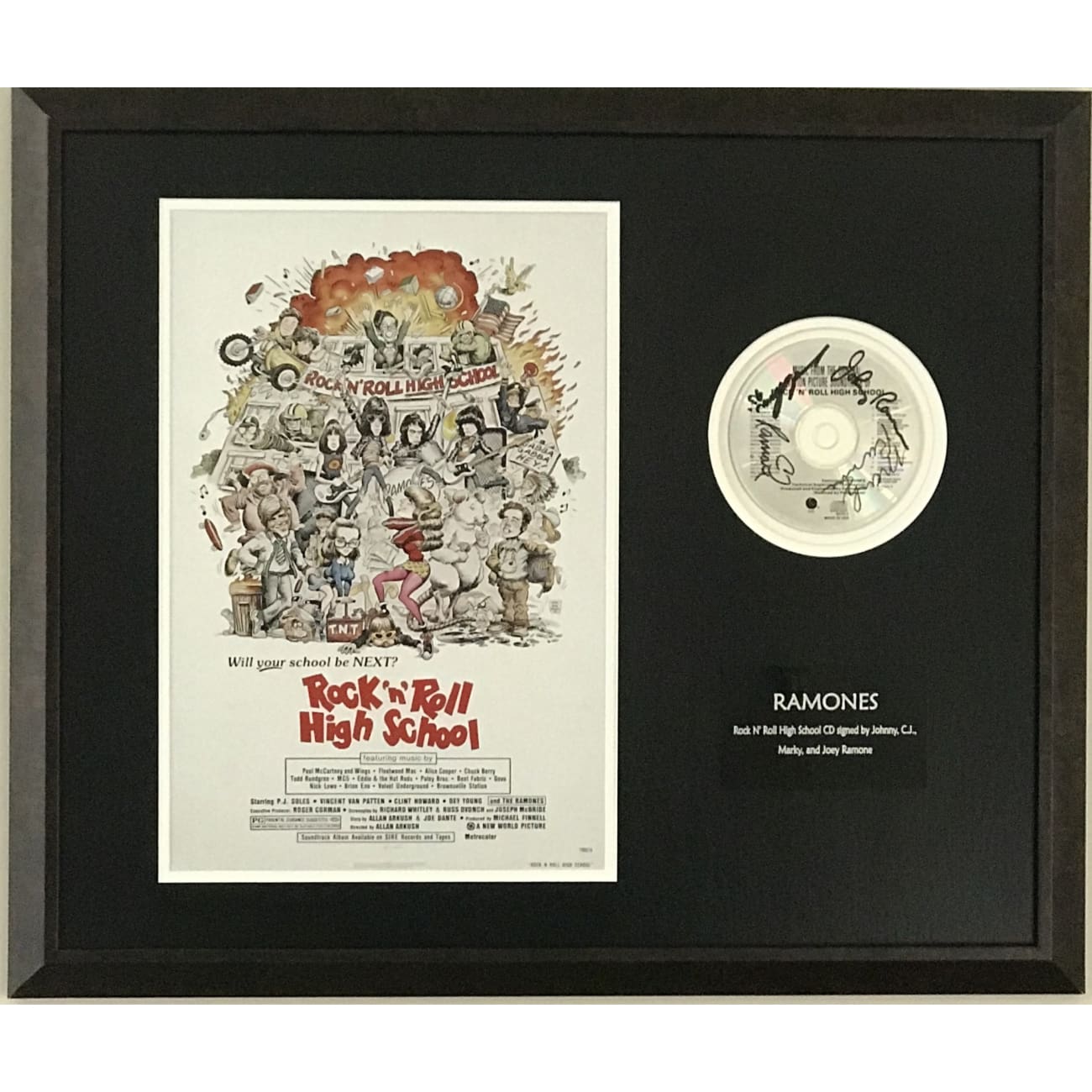 Ramones Rock N Roll High School Signed CD with Epperson LOA - Authentic Collectible for Music Fans & Memorabilia Enthusiasts - Perfect for Display, Gifts, and Rock Music Collections