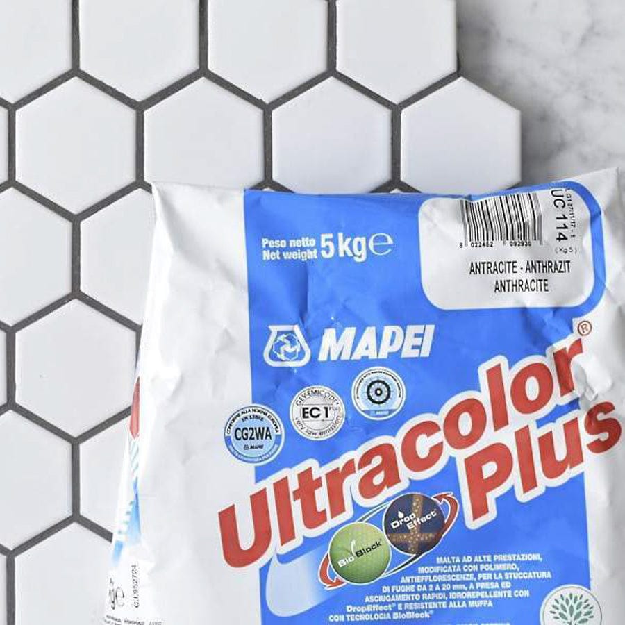 Mapei Grout Ultracolor Plus Anthracite - 5kg Premium Cement Grout for Tile & Stone - Perfect for Bathroom, Kitchen & Flooring Projects