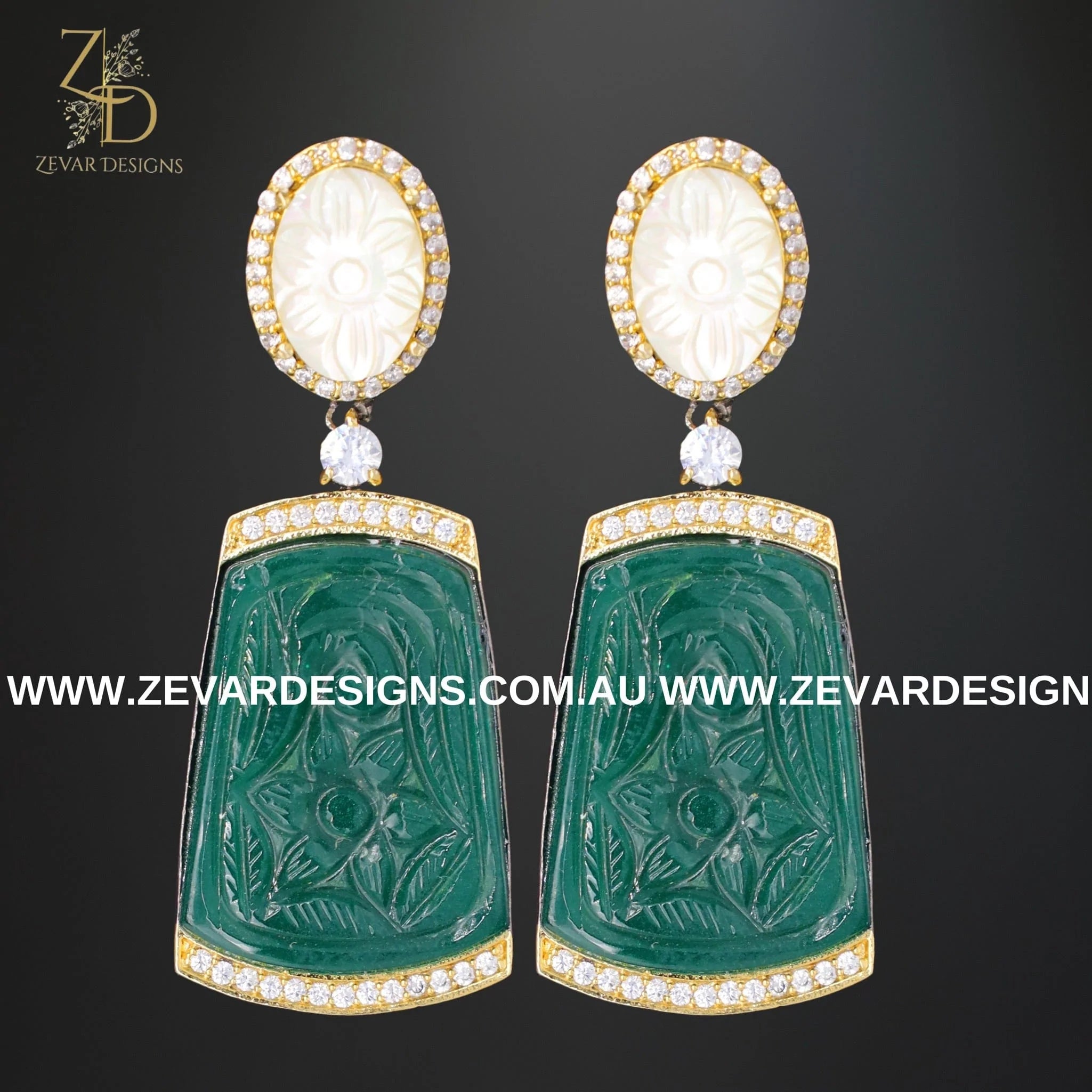 Exquisite Kundan Earrings with Carved Green Stone | Traditional Indian Jewelry for Weddings & Parties | Perfect for Bridal, Festive & Special Occasions