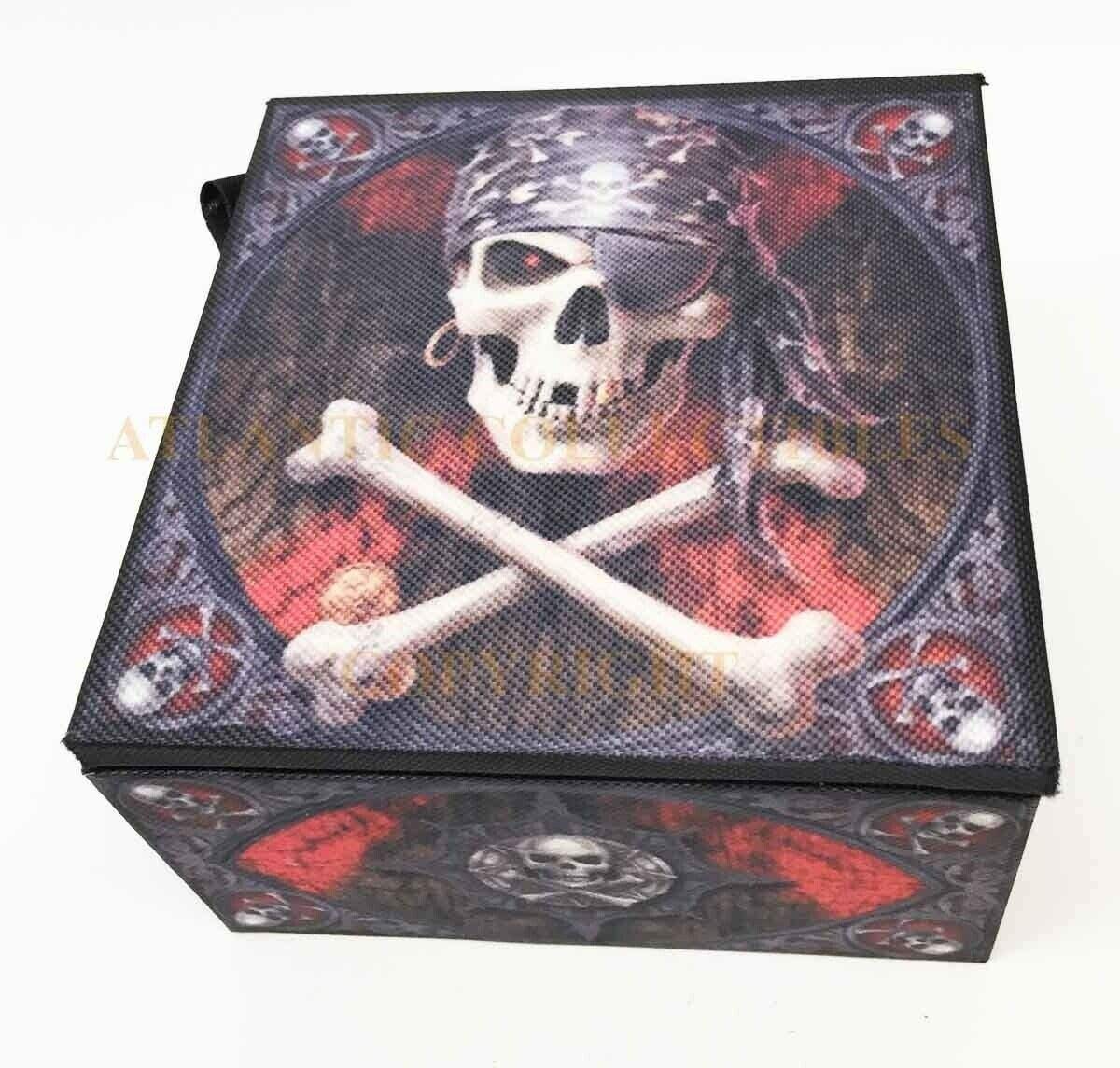 HomDEc Pirate Skull & Crossbones Jewelry Box - Anne Stokes Gothic Trinket Mirror Box for Necklaces & Rings | Perfect for Pirate Themed Decor & Jewelry Storage