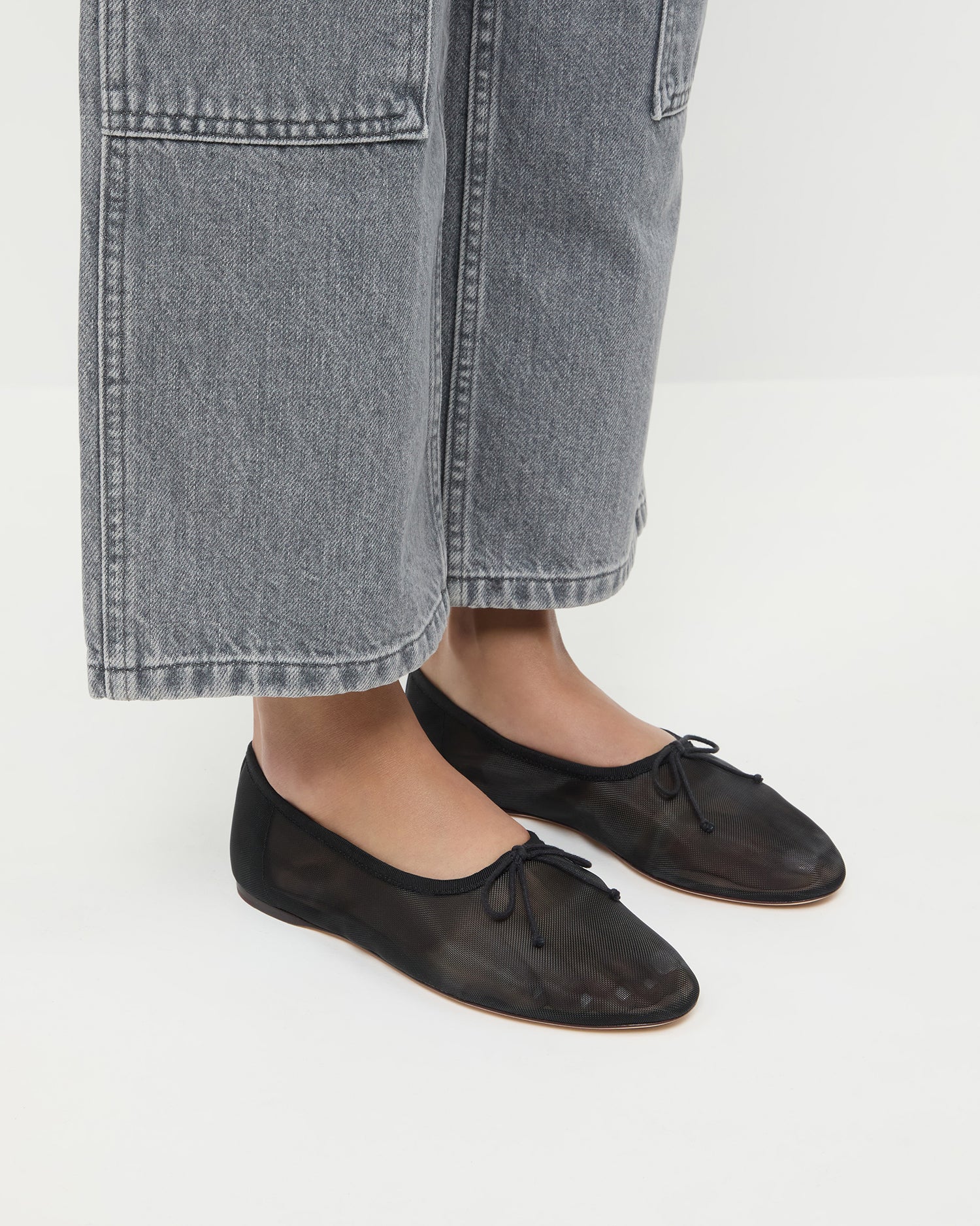 Landon Women's Black Mesh Ballet Flats - Comfortable Slip-On Shoes for Casual Wear, Office & Travel