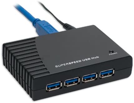 4-Port USB 3.0 Hub with Power Adapter - High Speed Data Transfer for Laptop, PC, Mac - Perfect for Home Office, Gaming & Multiple Device Charging