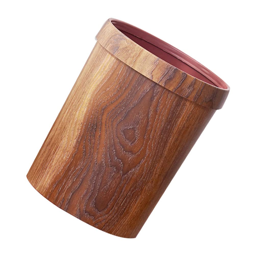 Wood Grain Trash Can - Uncovered Waste Bin for Home, Kitchen, Office & Bathroom - Eco-Friendly Garbage Container with Natural Wood Finish - Perfect for Recycling, Composting & Daily Waste Disposal