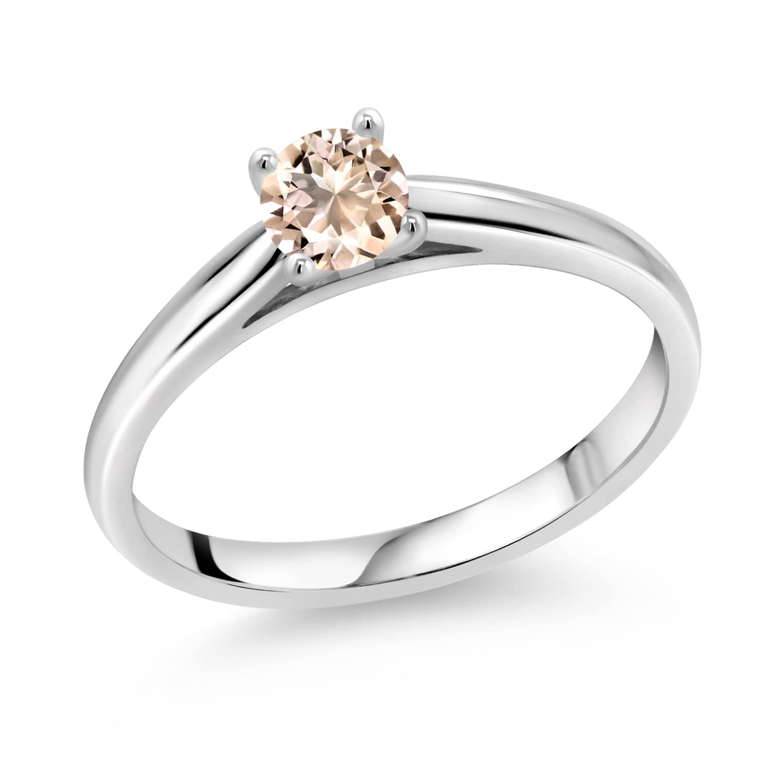 0.40 Ct Round Peach Morganite 10K White Gold Solitaire Engagement Ring for Women - Elegant Bridal Jewelry, Perfect for Proposals, Anniversaries & Special Occasions