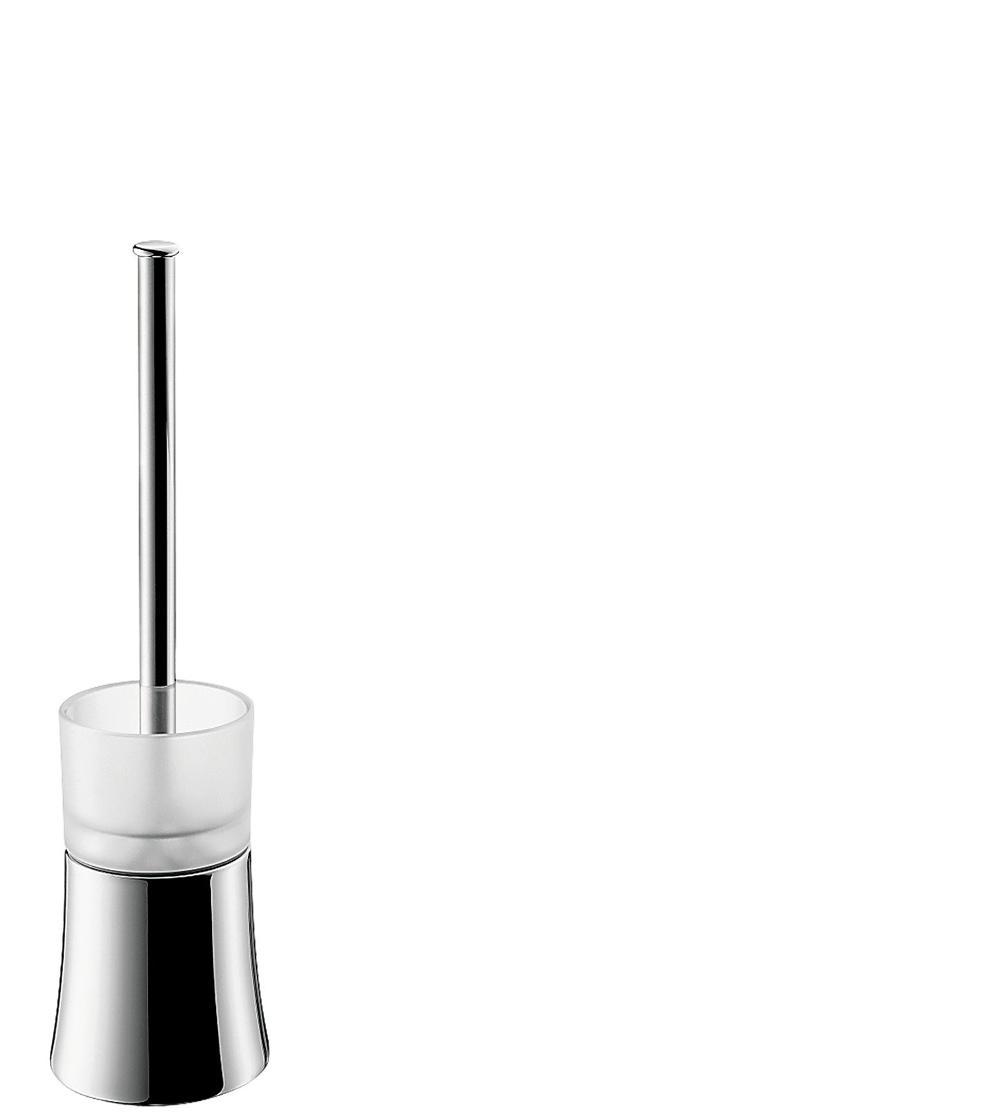 AXOR Chrome Toilet Brush with Holder - 14 Inch Freestanding Modern Bathroom Accessory, Easy Installation for Home & Office Use