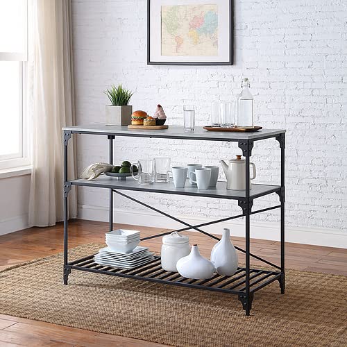 Jakob Kitchen Island with Black & Concrete Finish - Stylish and Functional Kitchen Cart for Small Spaces, Meal Prep, and Extra Storage