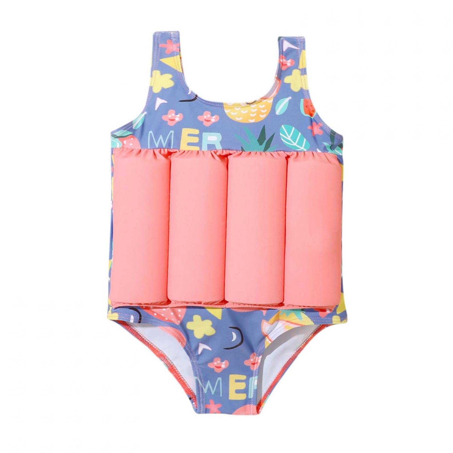Girls Toddler One-Piece Buoyancy Swimsuit with Detachable Float Vest - Zip Up Cartoon Swimwear for Kids Learning to Swim | Perfect for Pool, Beach & Swimming Lessons