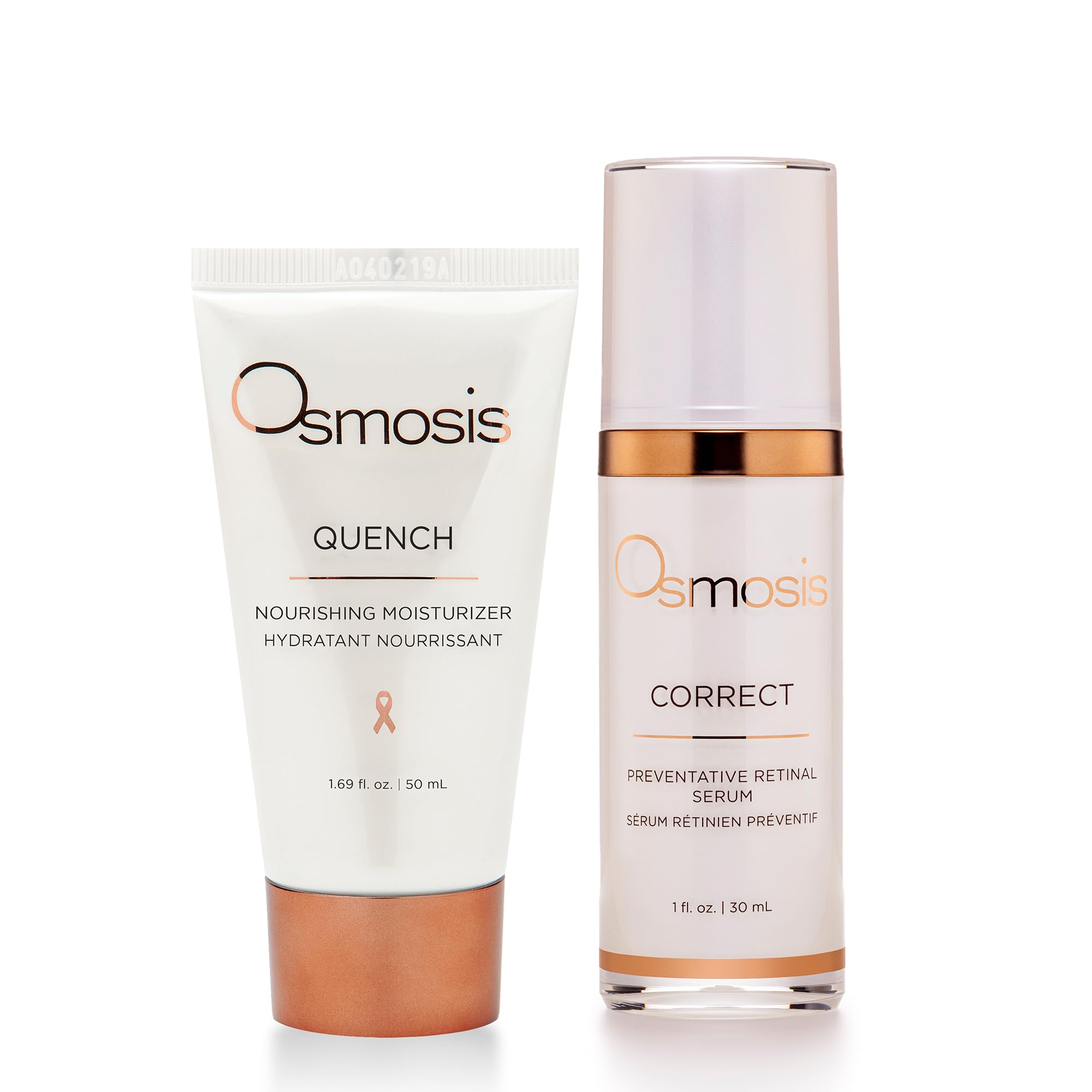 OSMOSIS QUENCH Daily Hydrating Facial Moisturizer (1.69oz) & CORRECT Retinol Anti-Aging Serum (1oz) - Collagen Boosting Skincare Kit for Dry Skin | Morning & Night Routine, Anti-Wrinkle Treatment, Perfect for Travel