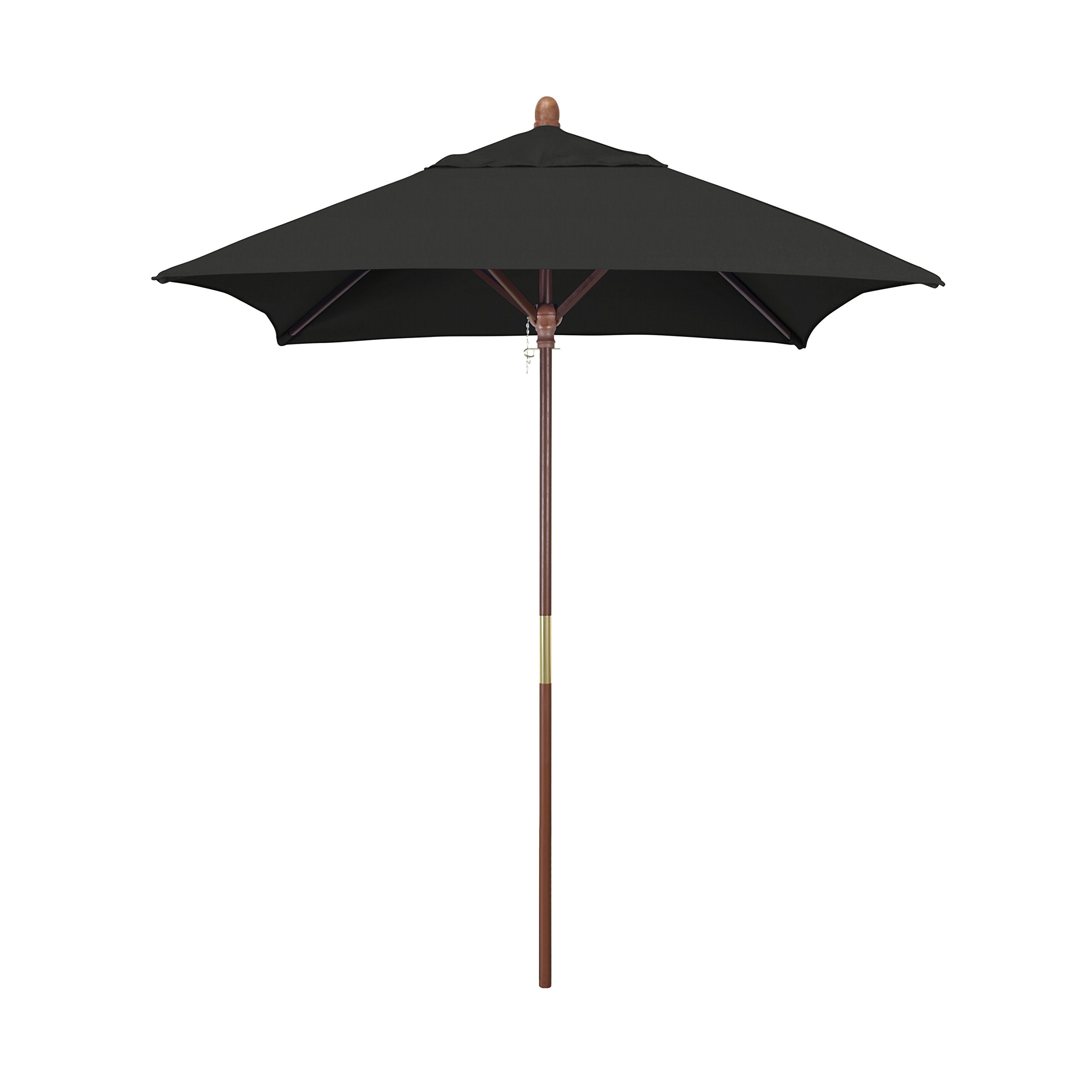 California Umbrella 6' Square Wooden Market Umbrella with Push Open Pin Stop - Sunbrella Black Fabric (Model MARE604-5408) - Perfect for Patio, Garden, and Outdoor Dining Areas