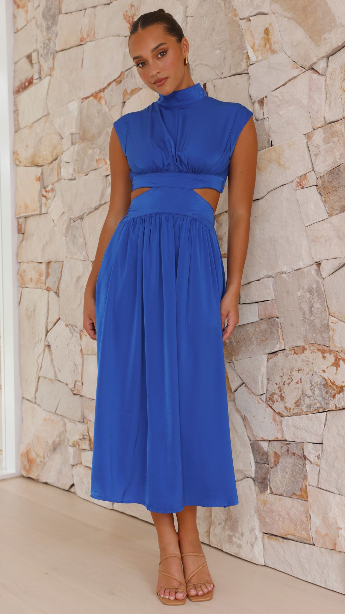 Cindie Midi Dress - Elegant Cobalt Blue Flowy Summer Dress for Women | Perfect for Beach Vacations, Date Nights & Casual Outings
