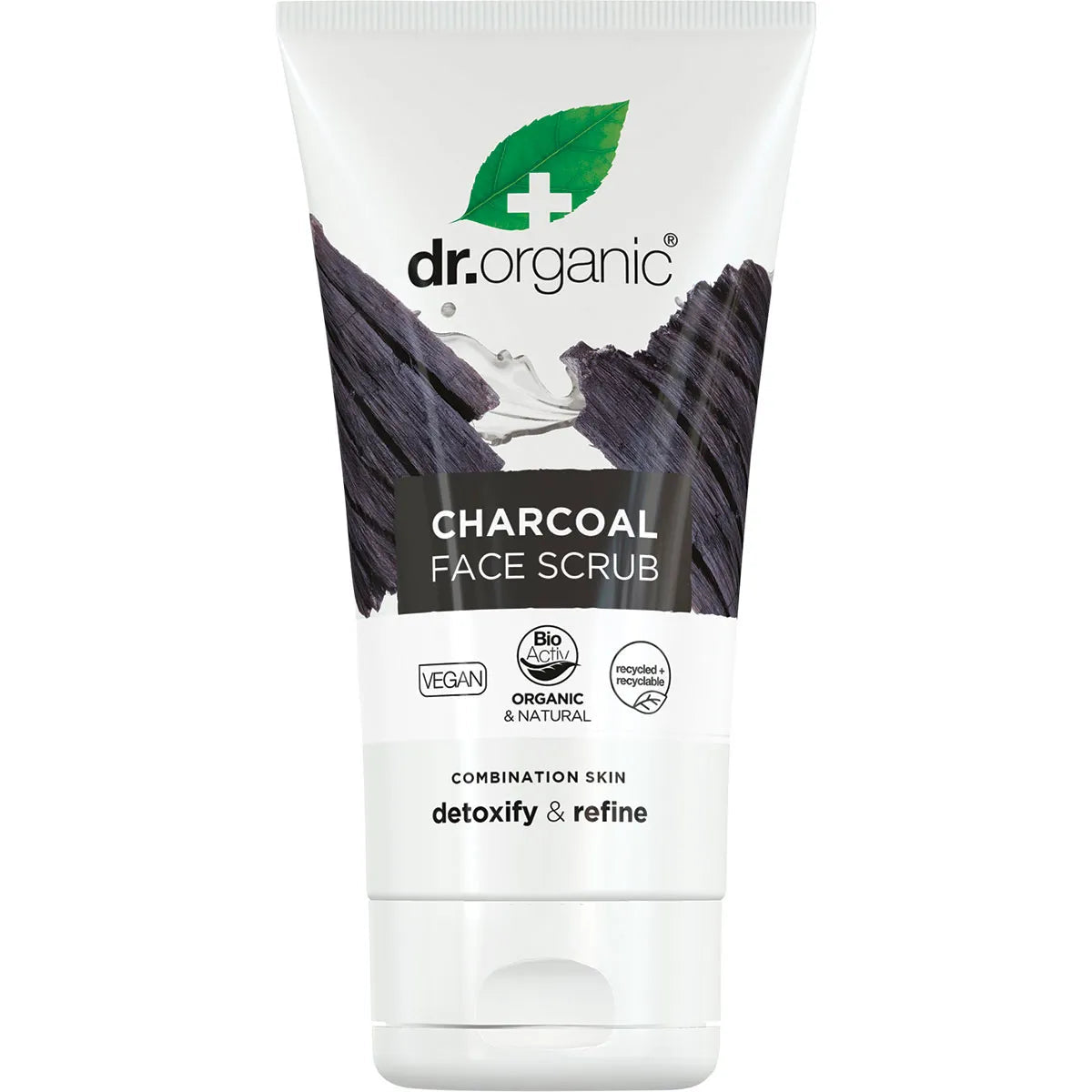 Dr Organic Activated Charcoal Face Scrub - Deep Cleansing & Exfoliating for Acne-Prone Skin - Perfect for Daily Skincare Routine & Blackhead Removal