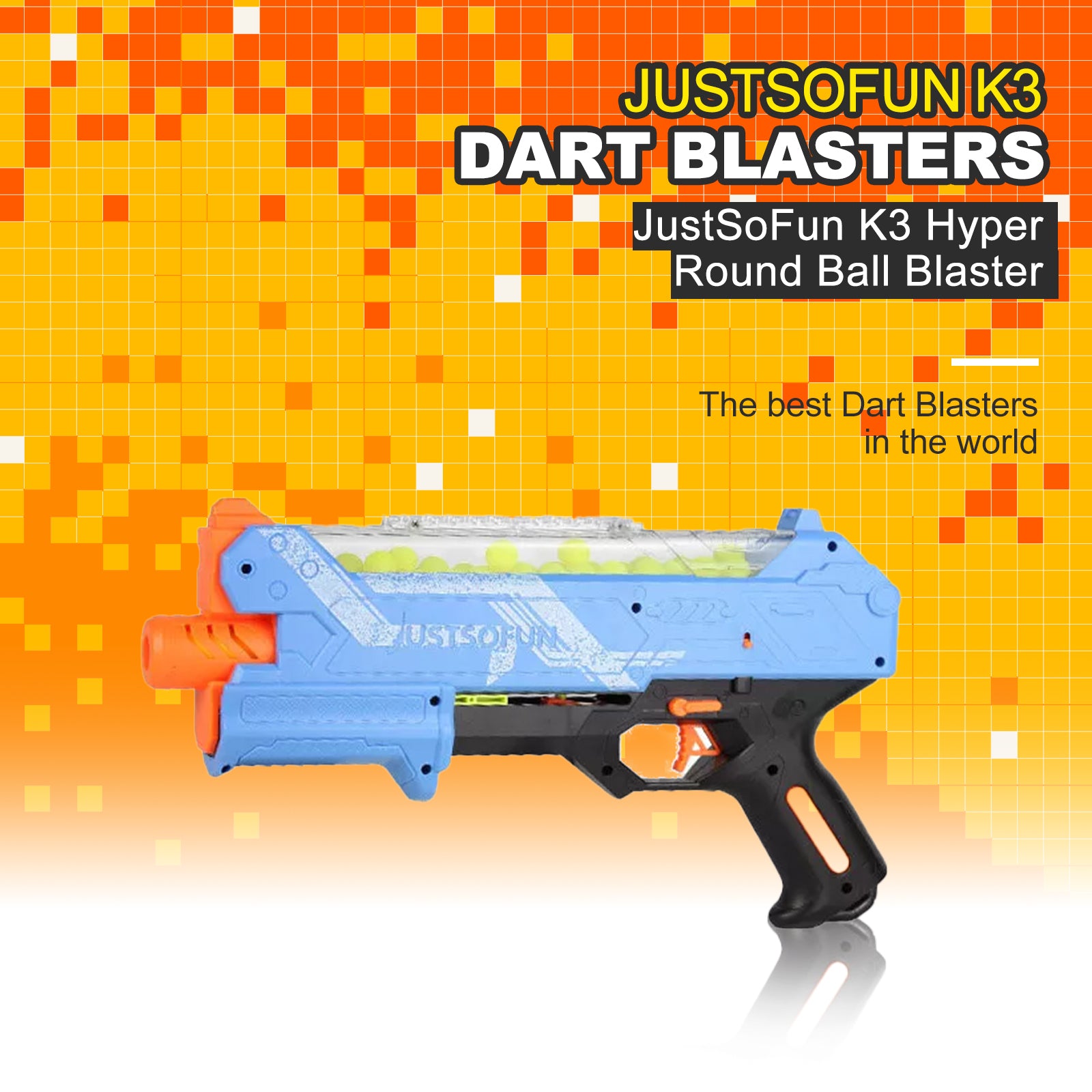 JustSoFun K3 Hyper Round Ball Blaster - High Performance Foam Ball Launcher Toy for Kids & Adults | Outdoor Games, Backyard Fun, Birthday Parties, Team Sports