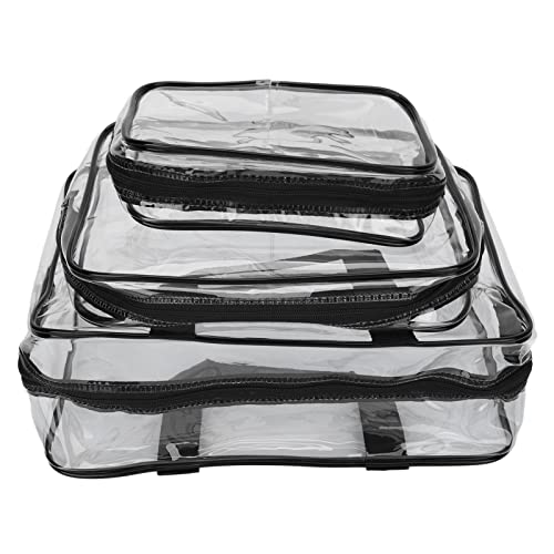 3 Piece Transparent Toiletry Bag Set - Waterproof PVC Travel Cosmetic Organizer with 3 Sizes (Small/Medium/Large) | Portable Clear Makeup Bags for Women & Men | Perfect for Air Travel, Gym, Camping & Daily Use