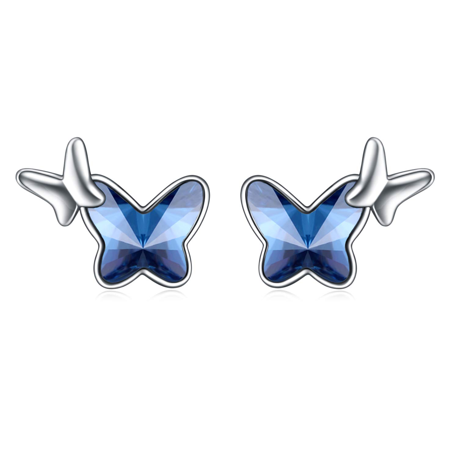 Hypoallergenic Sterling Silver Infinity Butterfly Earrings with Austrian Crystals - Elegant Stud Earrings for Women | Perfect Anniversary & Birthday Gift for Her | Ideal for Weddings, Date Nights & Special Occasions
